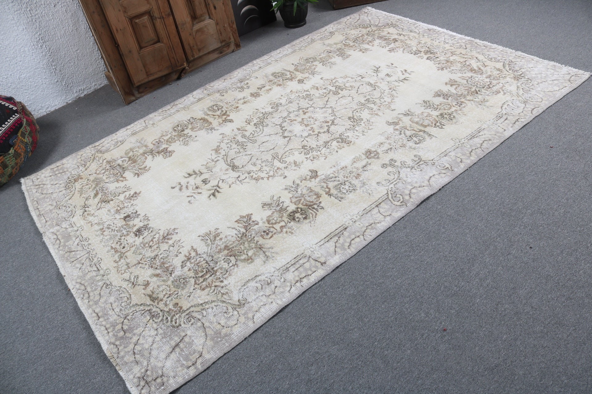 Türk Halıları, Vintage Halı, Büyük Boho Halıları, Boho Halıları, Oturma Odası Halısı, Oryantal Halı, Türkiye Halısı, 5.2x8.2 ft Büyük Halılar, Bej Yatak Odası Halısı