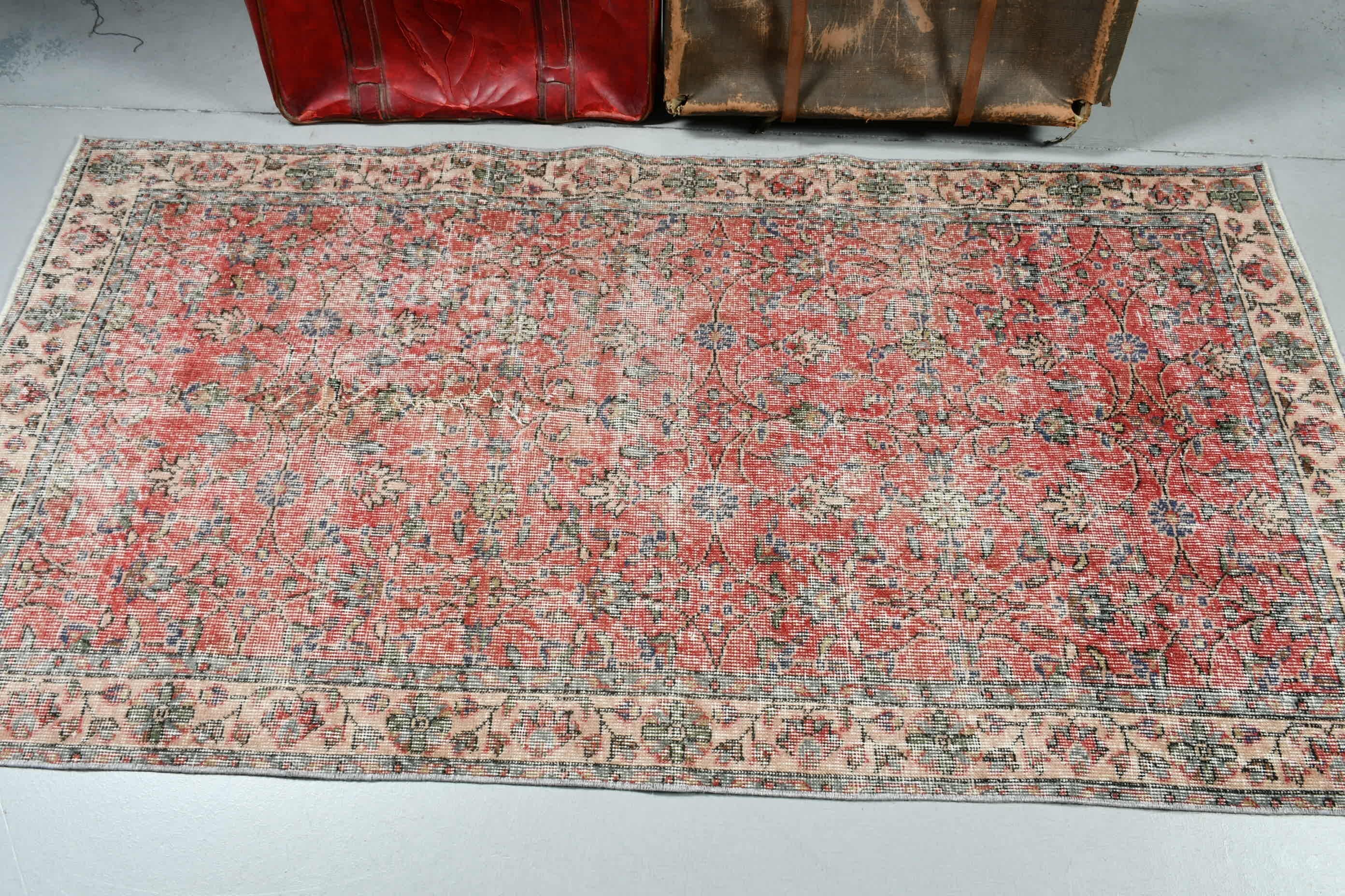 Kitchen Rug, Vintage Rug, 3.4x6.6 ft Accent Rugs, Entry Rug, Bedroom Rug, Turkish Rug, Rugs for Entry, Pink Floor Rugs