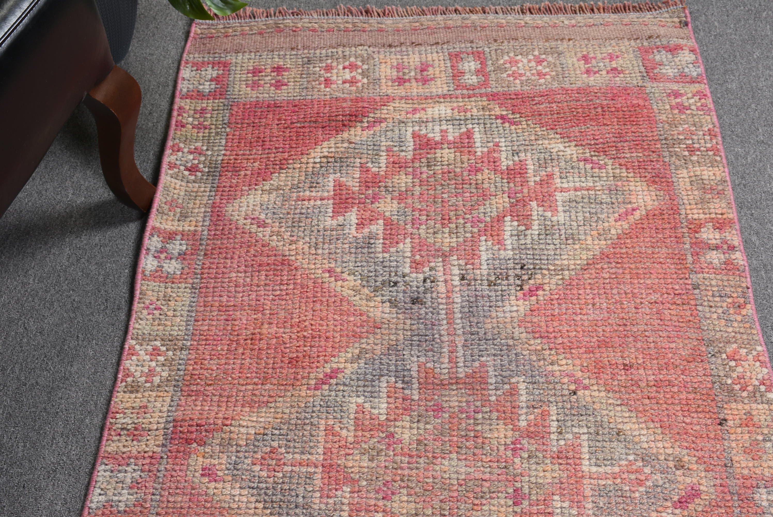 Pink Oriental Rugs, Rugs for Runner, Turkish Rug, Vintage Rugs, Oushak Rug, Corridor Rugs, 2.7x10.2 ft Runner Rugs, Art Rug, Anatolian Rug
