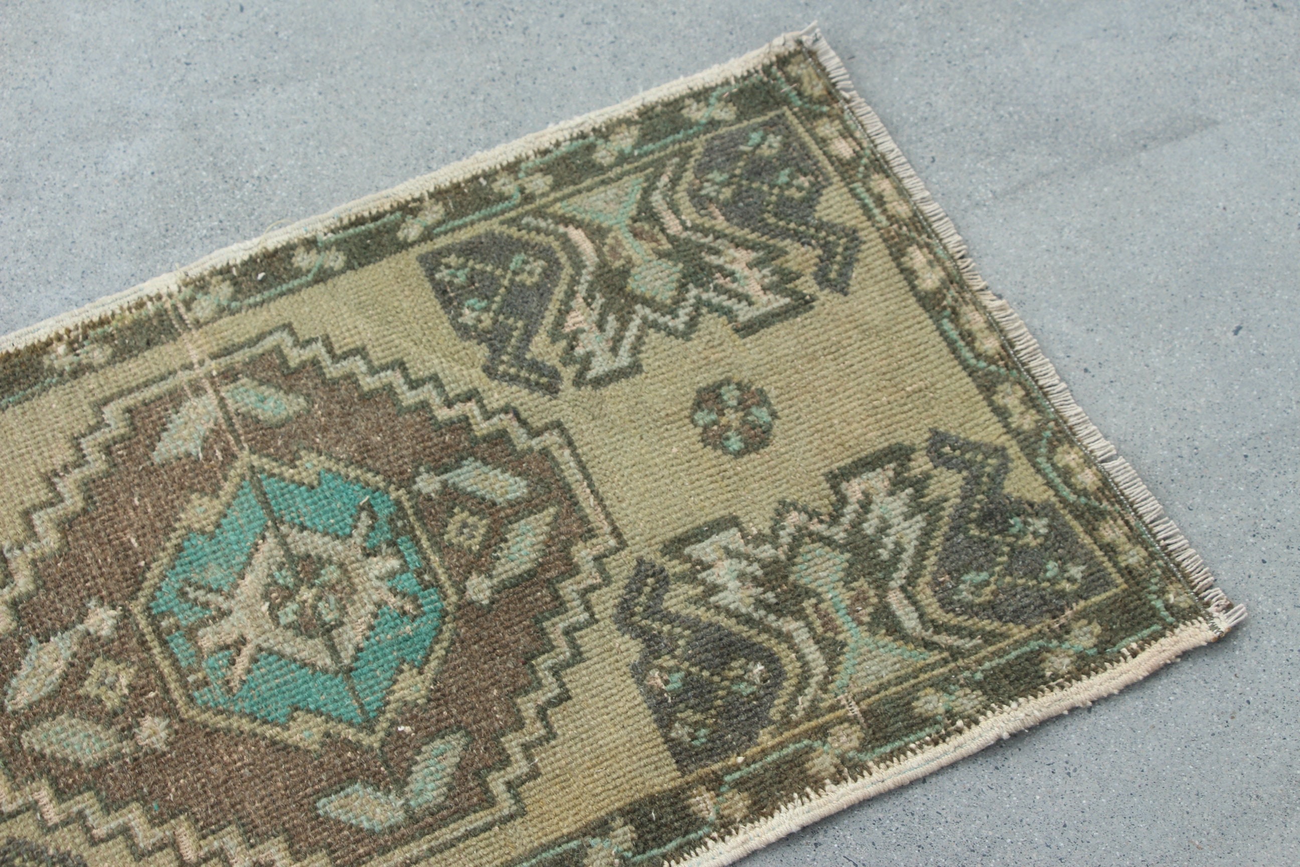 Wall Hanging Rugs, Oriental Rug, Turkish Rug, Neutral Rug, 1.6x2.8 ft Small Rugs, Green Bedroom Rug, Rugs for Kitchen, Vintage Rug