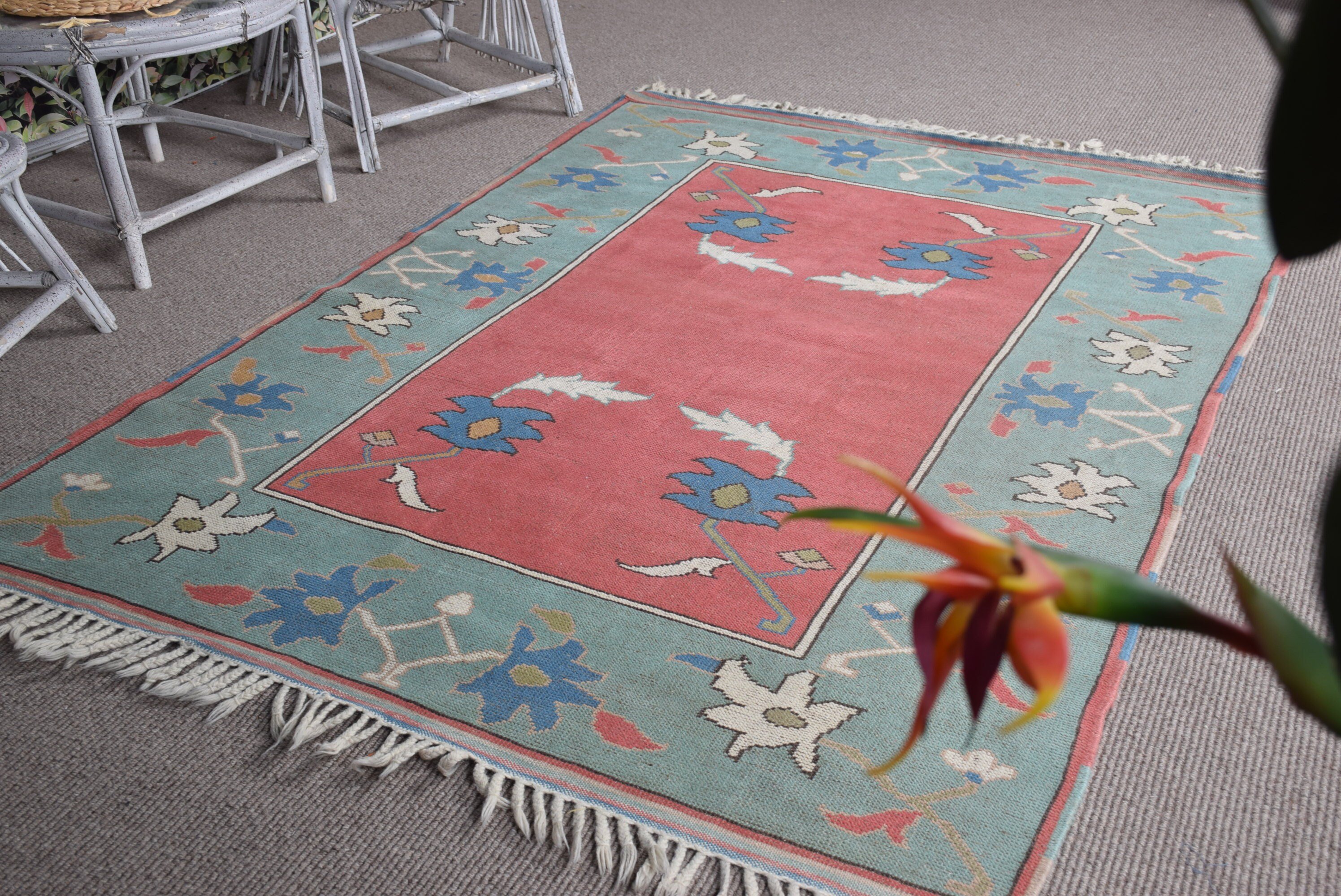 Turkish Rug, Floor Rug, Indoor Rugs, Rugs for Nursery, Vintage Rug, 4.9x6.7 ft Area Rugs, Green Antique Rug, Bedroom Rugs, Aztec Rugs