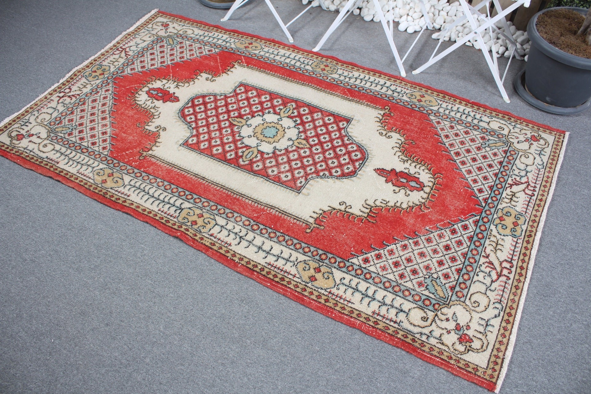 Kitchen Rugs, Bedroom Rugs, Vintage Decor Rug, Red Anatolian Rug, Turkish Rug, Rugs for Floor, Floor Rug, Vintage Rugs, 3.8x6.7 ft Area Rug