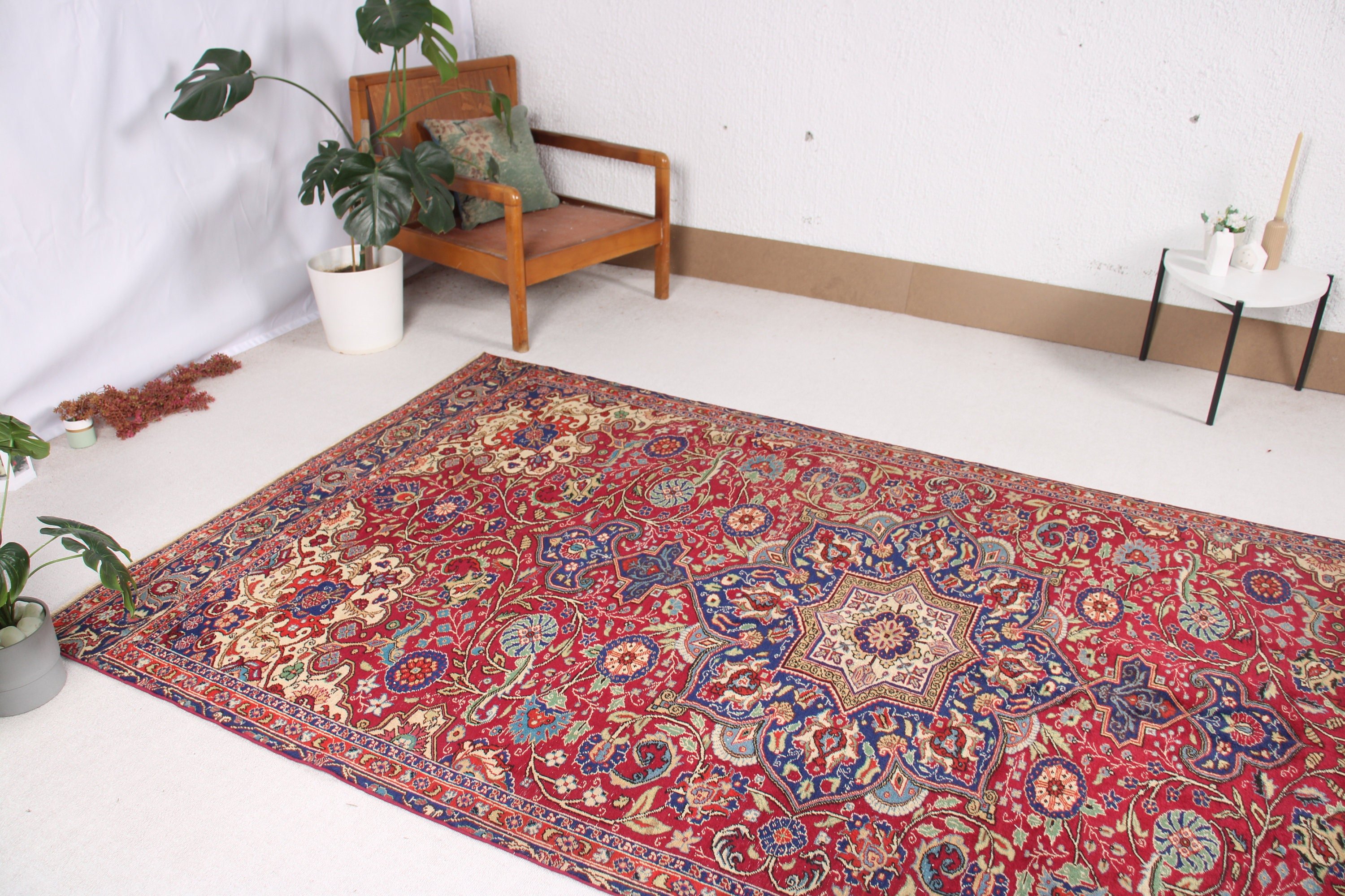 Türk Halısı, Havalı Halılar, El Dokuma Halılar, Büyük Boho Halılar, Kırmızı Lüks Halılar, Vintage Halı, Büyük Oushak Halılar, 5,1x9,7 ft Büyük Halılar, Egzotik Halı