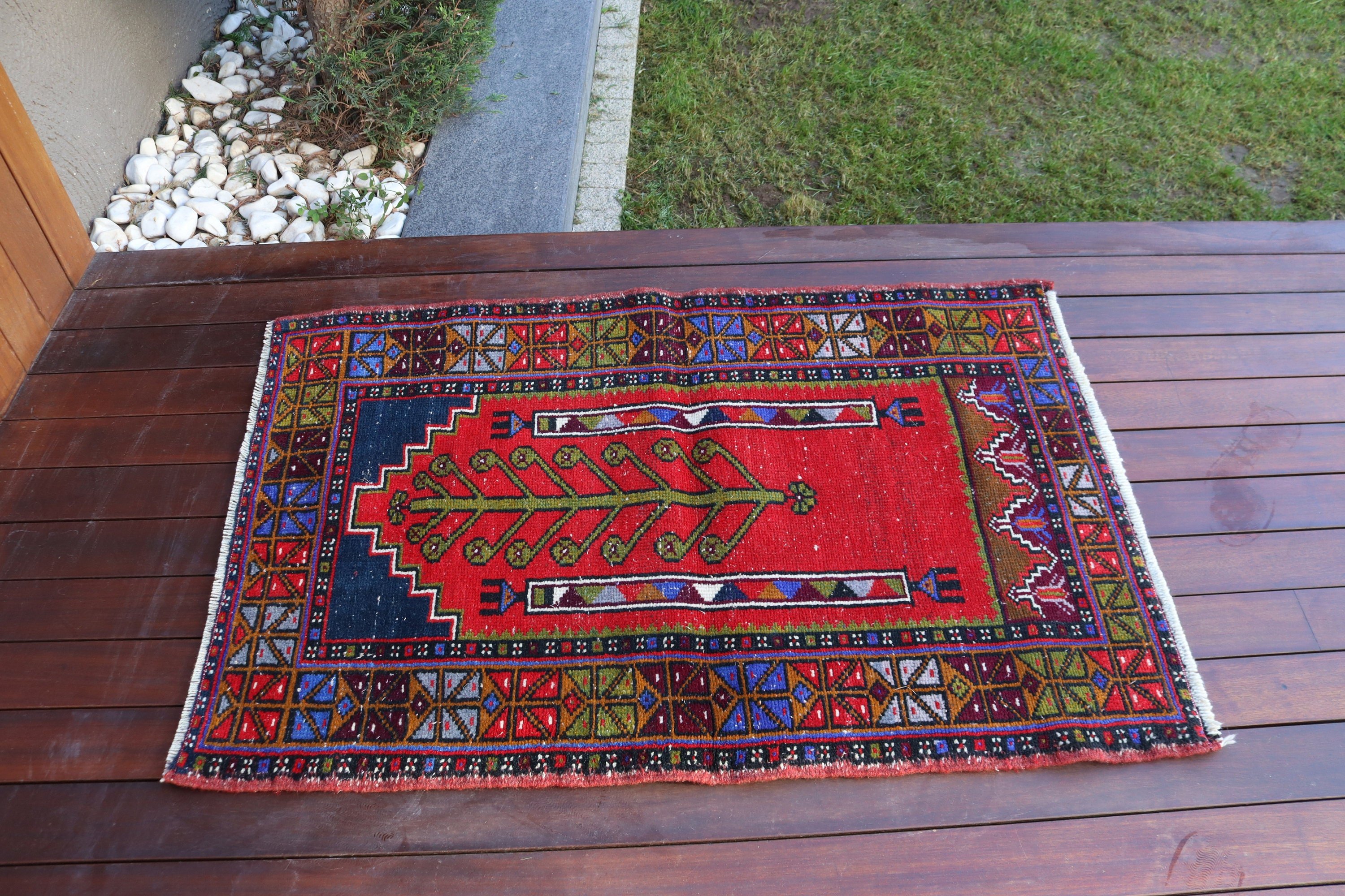 Vintage Rug, Red Bedroom Rugs, Turkish Rugs, Kitchen Rug, Car Mat Rugs, Cool Rug, 2.6x3.9 ft Small Rug, Rugs for Bath