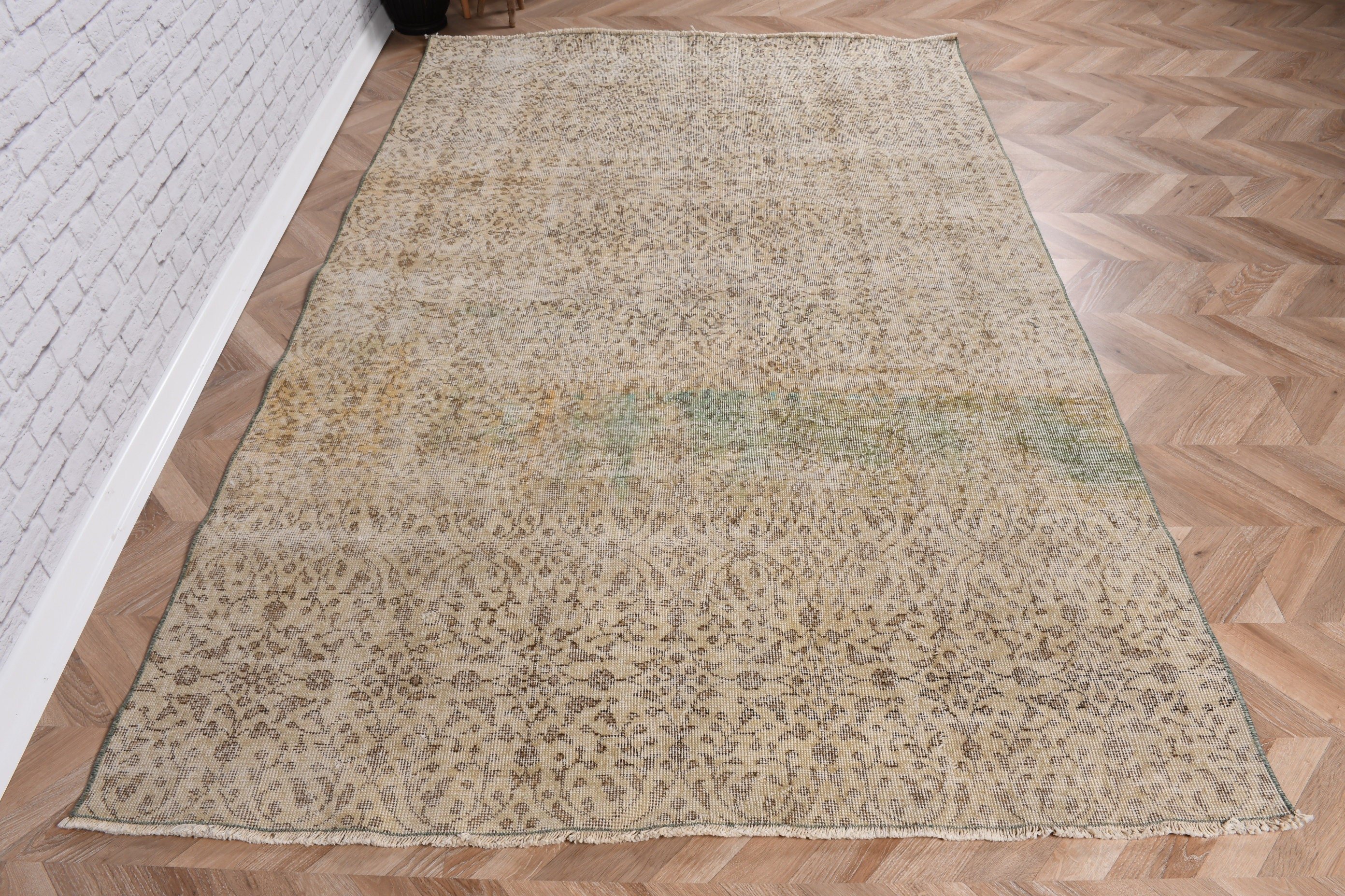 Vintage Halı, Türk Halısı, Nötr Halılar, Etnik Halılar, Salon Halısı, Bej Ev Dekorasyonu Halıları, Anadolu Halıları, 5.1x7.9 ft Büyük Halı, Büyük Boho Halısı