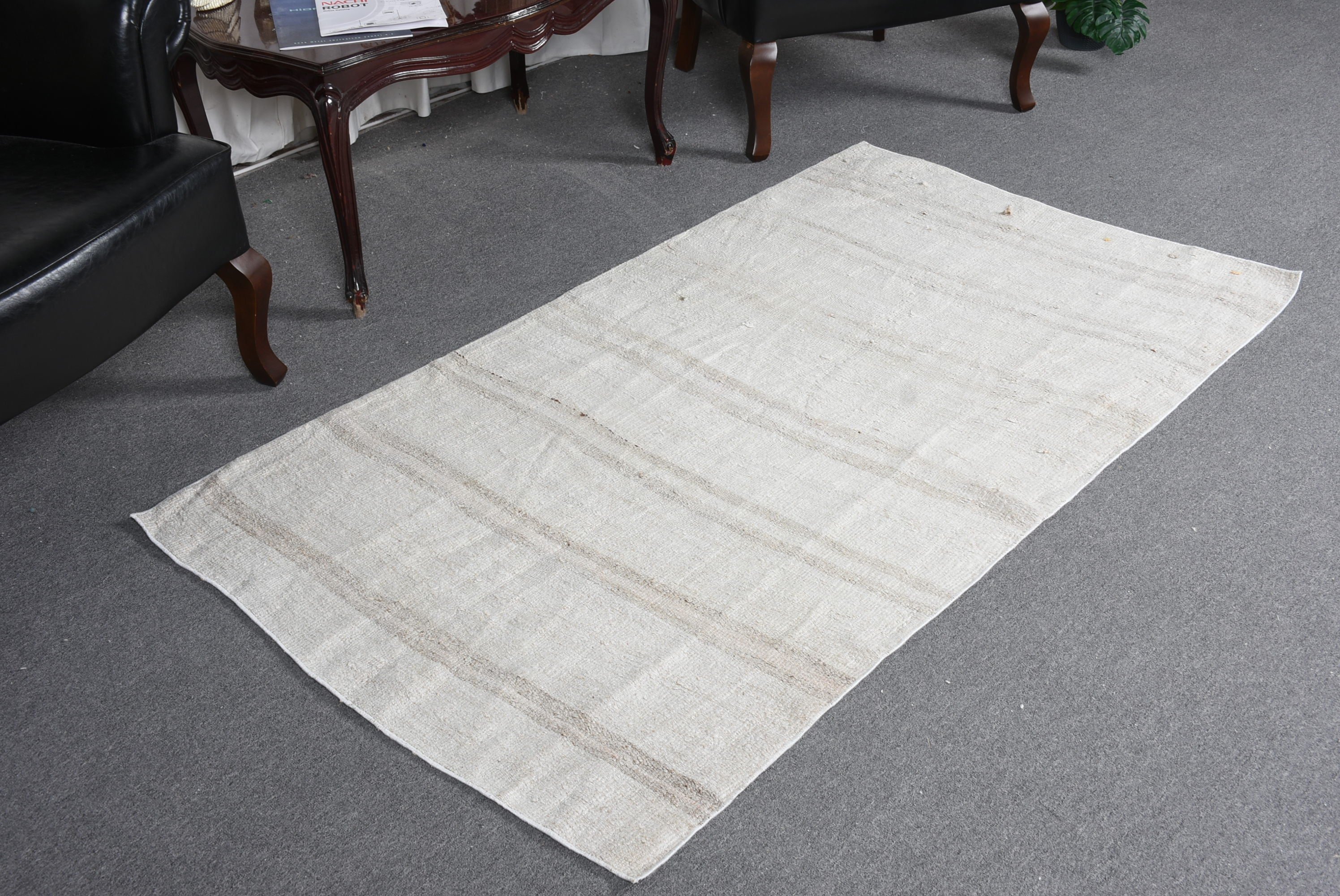 Havalı Halı, Türk Halıları, Giriş Halıları, Bej 3,2x5,8 ft Vurgu Halısı, Yatak Odası Halısı, Vintage Halı, Yün Halıları, Mutfak Halısı