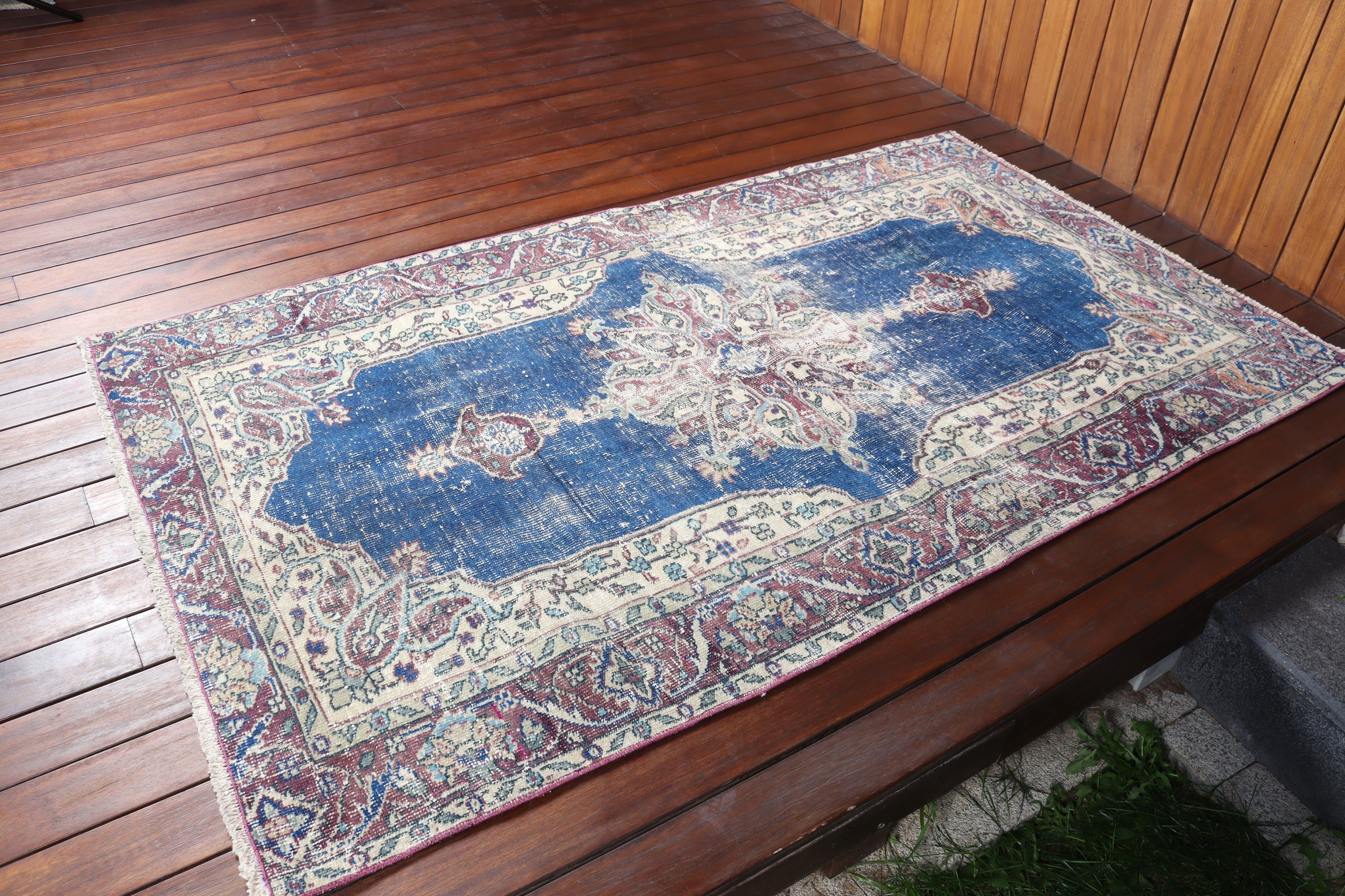 Türk Halısı, Mavi Havalı Halılar, Vurgulu Halılar, Geometrik Halı, 3,7x6,2 ft Vurgulu Halılar, Boho Vurgulu Halılar, Tribal Halı, Yatak Odası Halısı, Vintage Halı