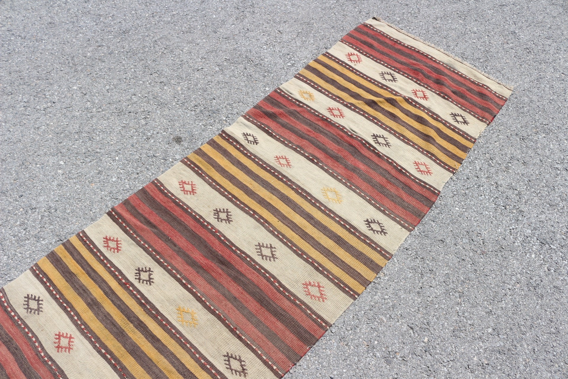 Beige  2.4x9.9 ft Runner Rug, Kilim, Corridor Rug, Oushak Rug, Eclectic Rug, Turkish Rug, Wool Rug, Vintage Rug, Hallway Rug