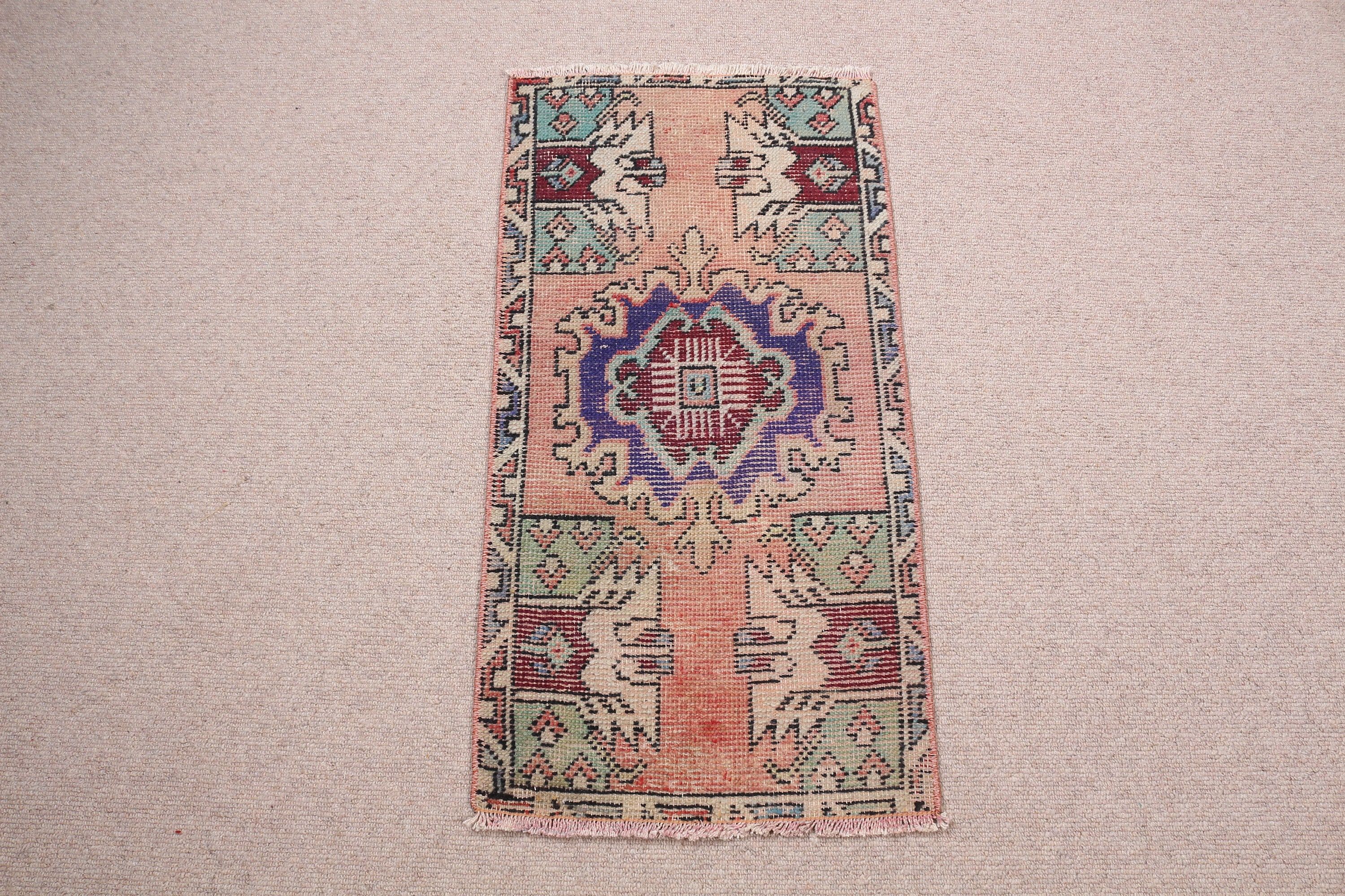 Harika Halılar, Pembe Oryantal Halılar, 1,4x2,7 ft Küçük Halı, Giriş Halısı, Vintage Halı, Banyo Halıları, Sanat Halısı, Fas Halısı, Türk Halısı, Giriş Halıları