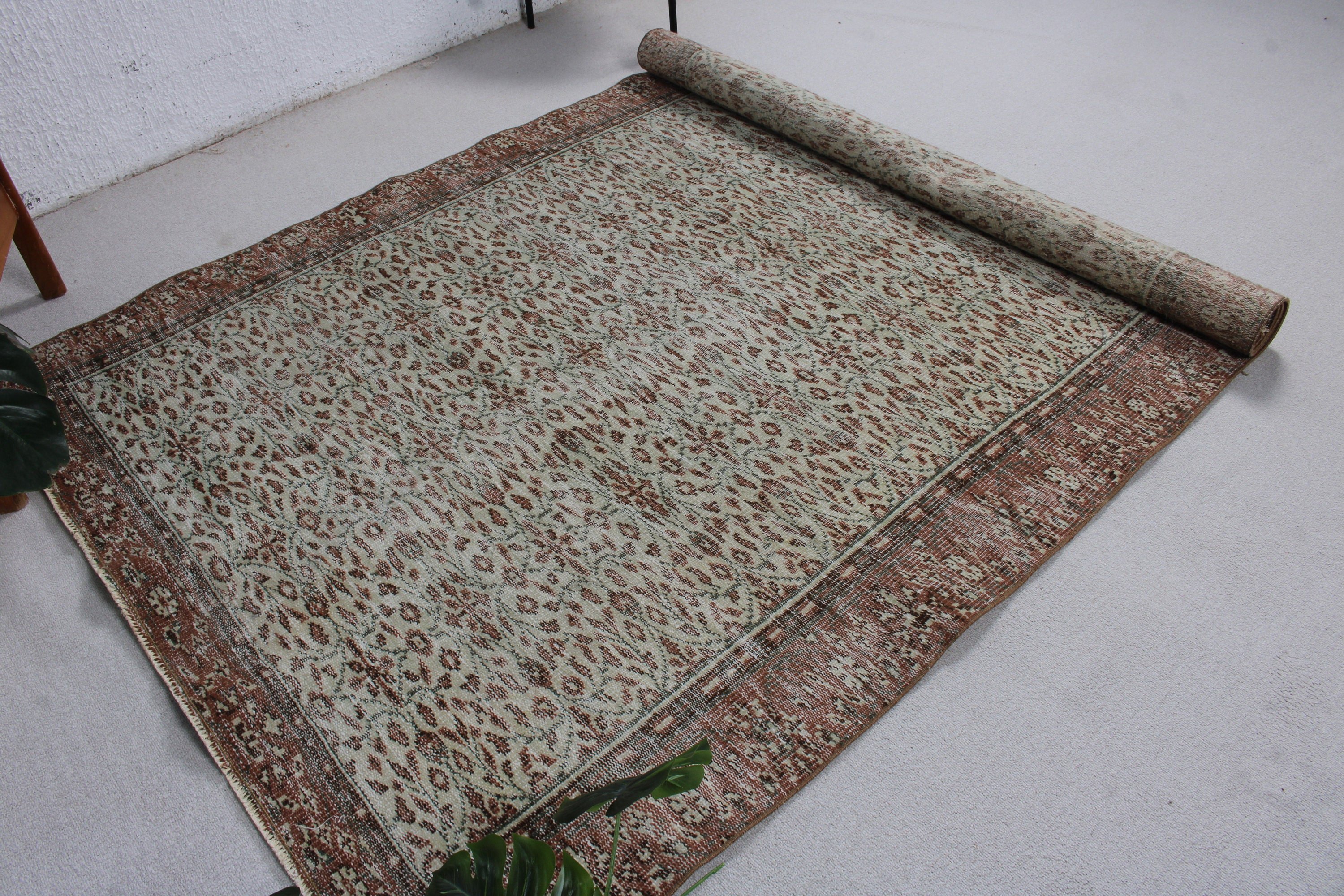 Salon Halıları, Bej Yün Halı, Ev Dekorasyonu Halıları, Büyük Boho Halısı, Türkiye Halısı, Türk Halısı, Nötr Halı, 5,2x8,8 ft Büyük Halı, Vintage Halı