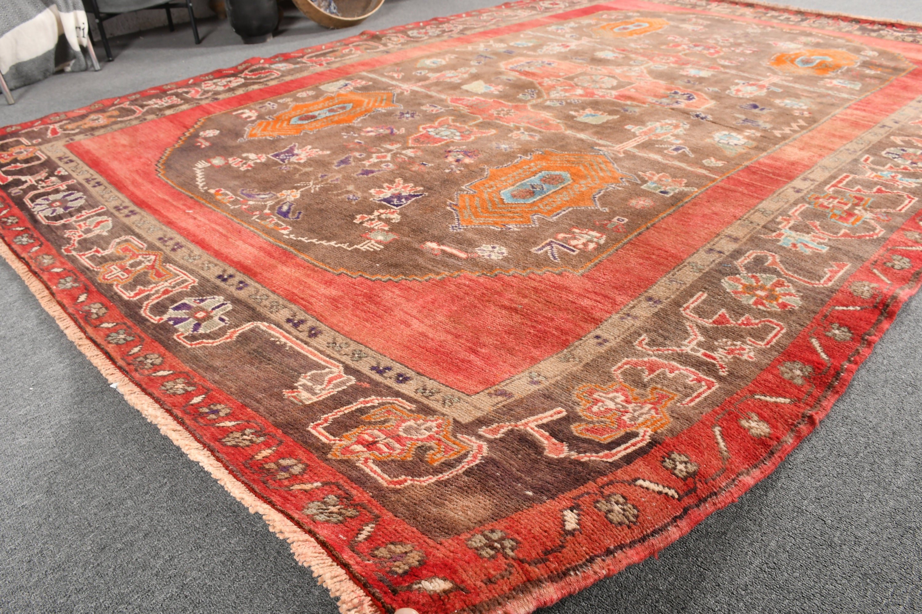 Living Room Rug, Bedroom Rug, Salon Rug, Cool Rugs, Vintage Rug, 6.1x8.5 ft Large Rug, Vintage Decor Rug, Brown Antique Rugs, Turkish Rug