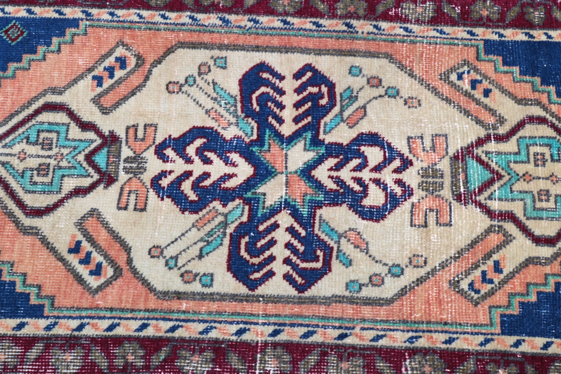 Turuncu El Dokuma Halı, Vintage Halılar, Duvara Asılı Halılar, Çocuk Halıları, Türk Halısı, Ev Dekor Halısı, Mutfak Halıları, 1.6x3.7 ft Küçük Halı