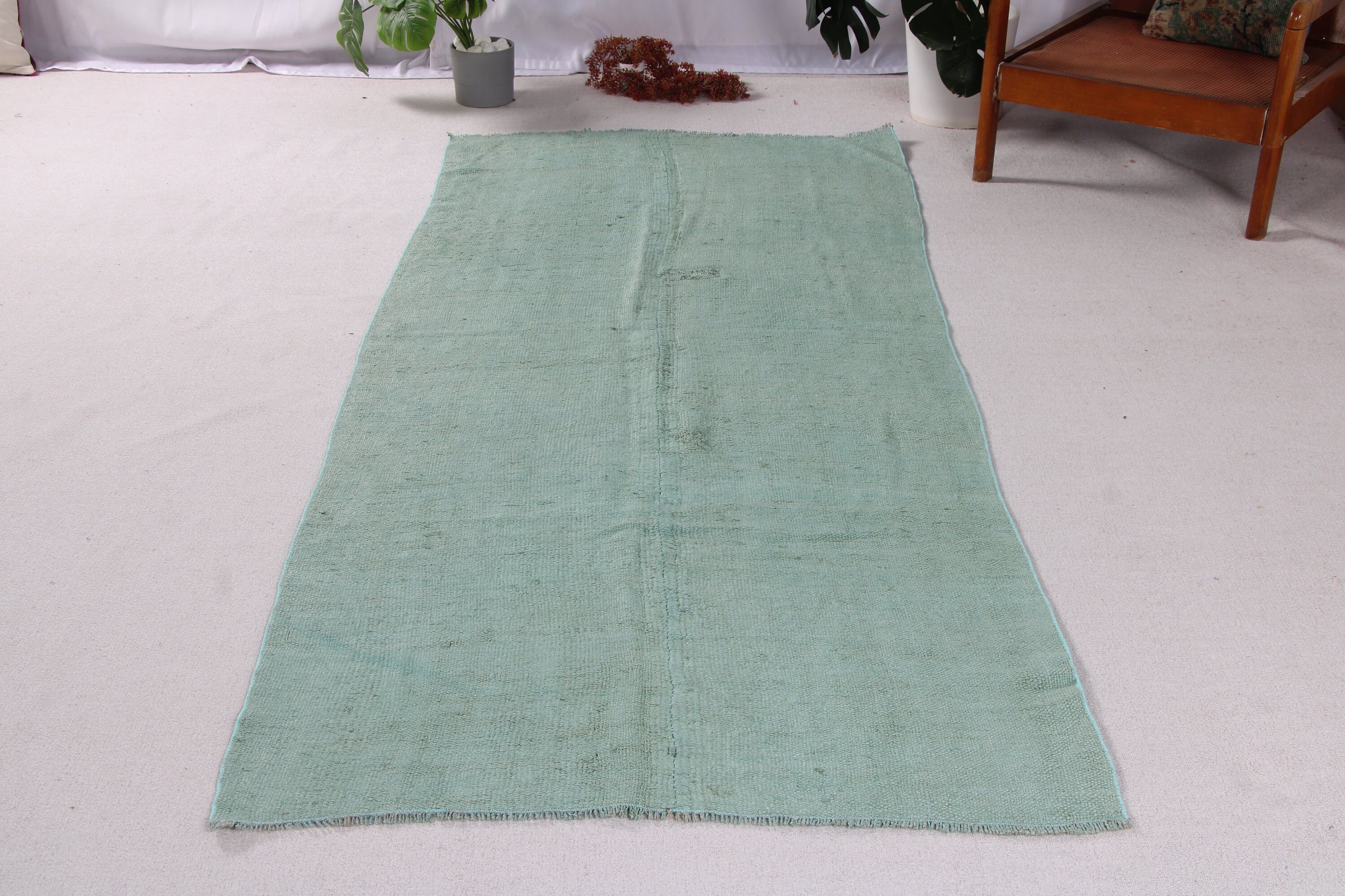 Oushak Rugs, Flatweave Rugs, Boho Area Rug, Vintage Rug, Green Luxury Rug, Dining Room Rugs, 3.6x8.5 ft Area Rugs, Turkish Rugs, Turkey Rug