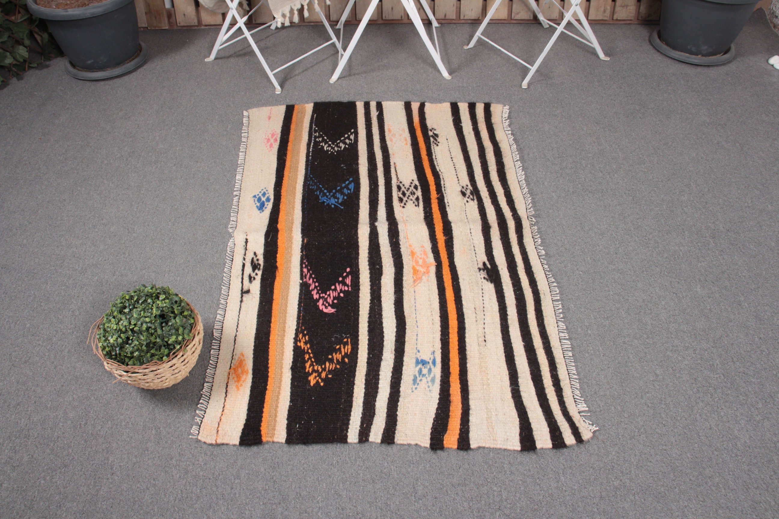 Boho Halı, Anadolu Halısı, Bej Antika Halı, Vintage Halılar, Türk Halısı, Araba Paspas Halısı, 2.6x4.3 ft Küçük Halı, Kilim, Çocuk Halısı