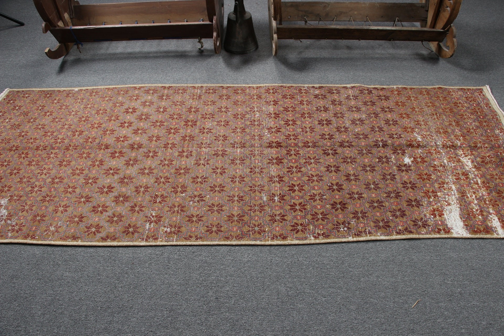 Rugs for Stair, Turkish Rug, Corridor Rug, Muted Rugs, Brown Home Decor Rug, 3.2x8.6 ft Runner Rug, Vintage Rug, Floor Rugs