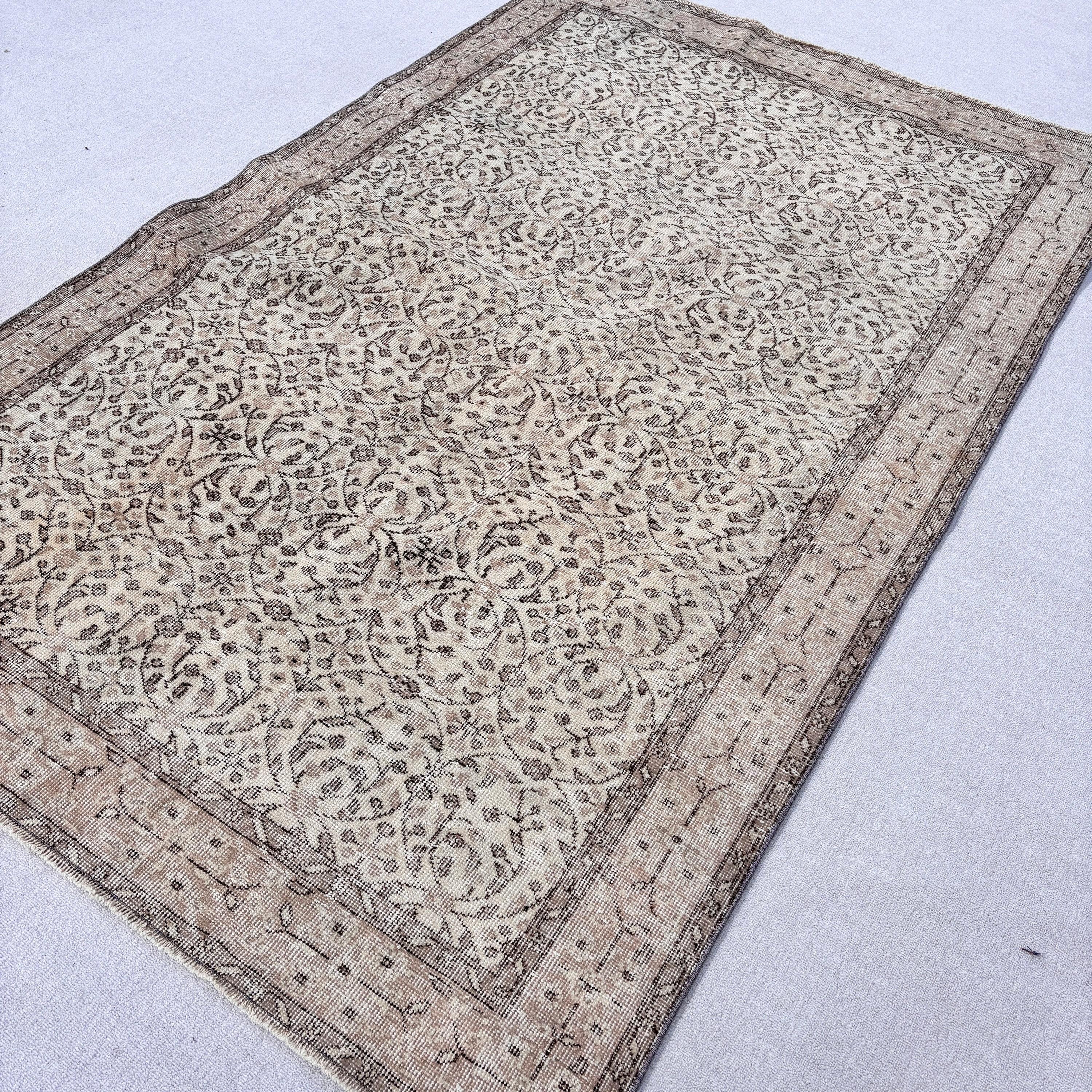 Vintage Halılar, Ev Dekorasyonu Halısı, Büyük Boho Halısı, Geometrik Halısı, 5.4x8.5 ft Büyük Halıları, Bej El Dokuma Halıları, Türk Halıları, Oturma Odası Halısı