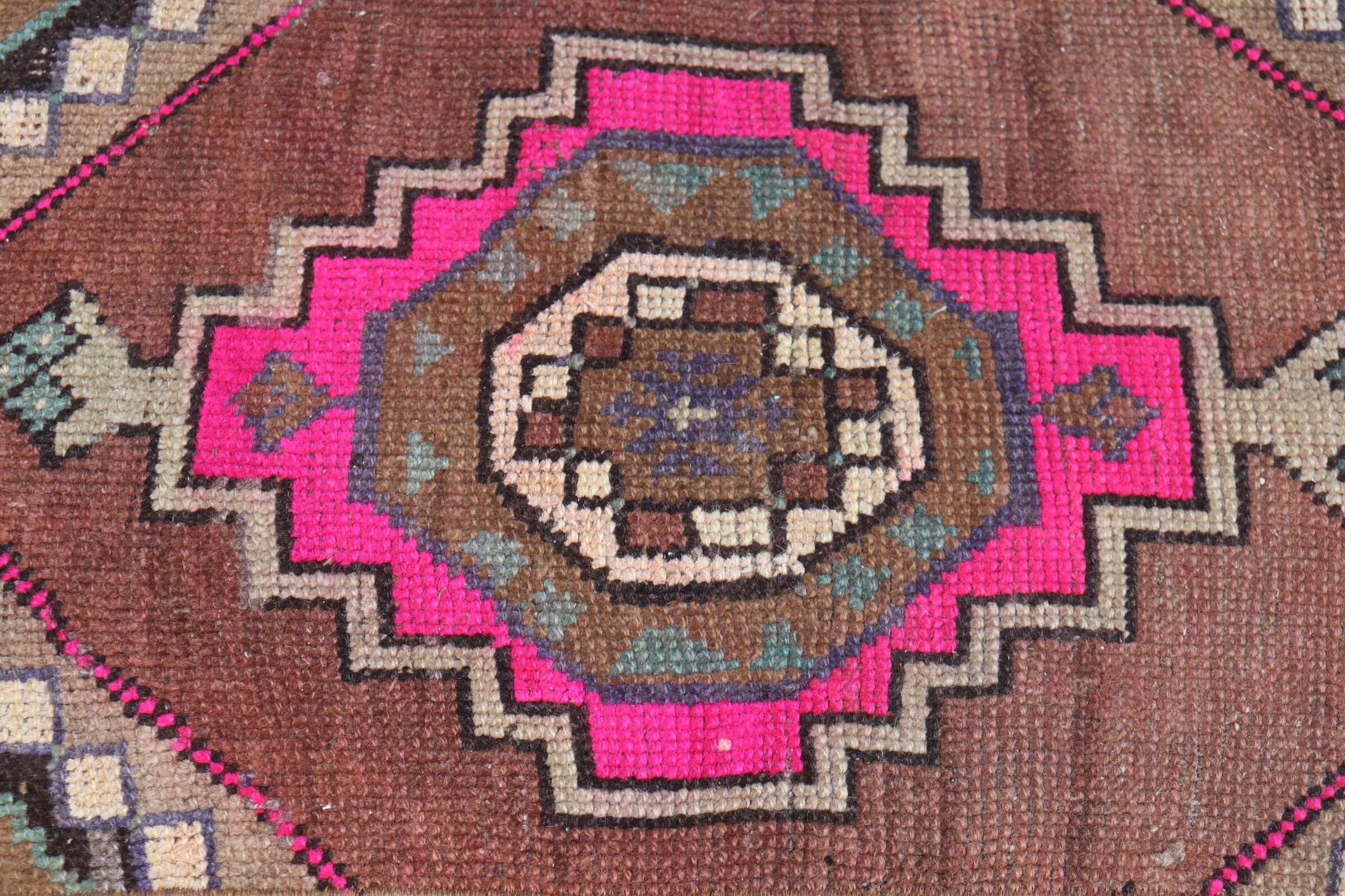 Kitchen Rugs, Vintage Rug, Turkish Rug, Brown Floor Rug, Bedroom Rugs, 1.4x2.7 ft Small Rug, Rugs for Entry, Cool Rugs