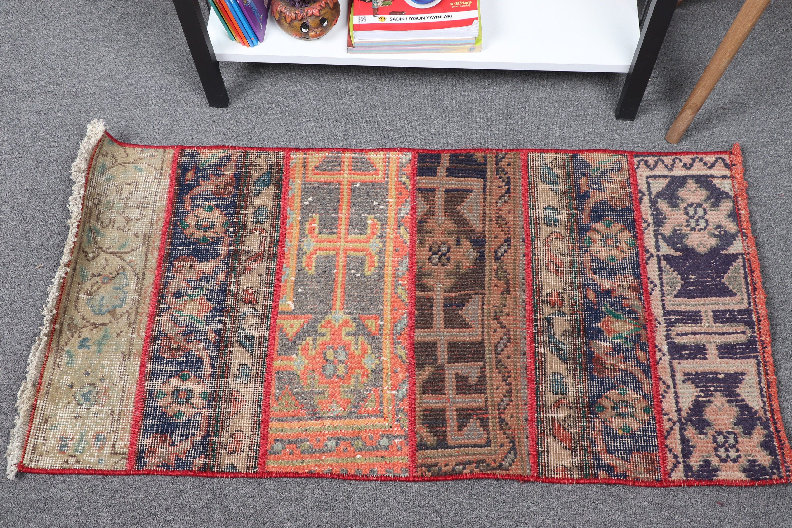 Mutfak Halısı, 1.8x3.4 ft Küçük Halı, Türk Halısı, Mavi Antika Halı, Havalı Halı, Duvara Asılı Halı, El Yapımı Halılar, Vintage Halılar