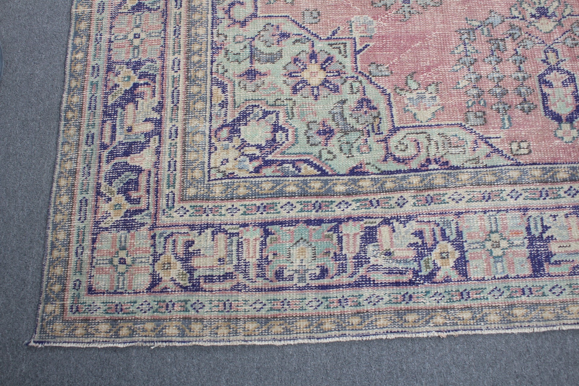 Fas Halıları, Oushak Halısı, Vintage Halı, Pembe Antika Halı, 7,3x13,1 ft Büyük Boy Halılar, Yemek Odası Halıları, Oturma Odası Halıları, Türk Halısı