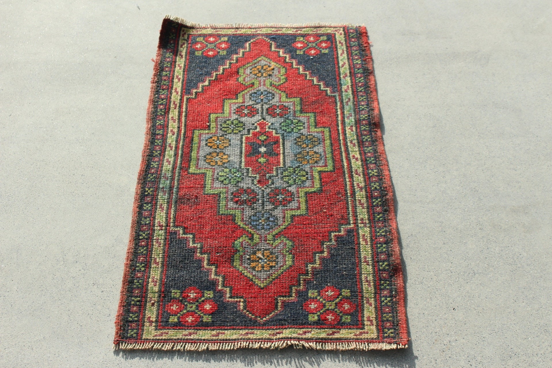 Wool Rugs, Red Moroccan Rug, Ethnic Rugs, Kitchen Rugs, Vintage Rugs, Door Mat Rugs, Turkish Rugs, Wall Hanging Rug, 1.7x3.1 ft Small Rug