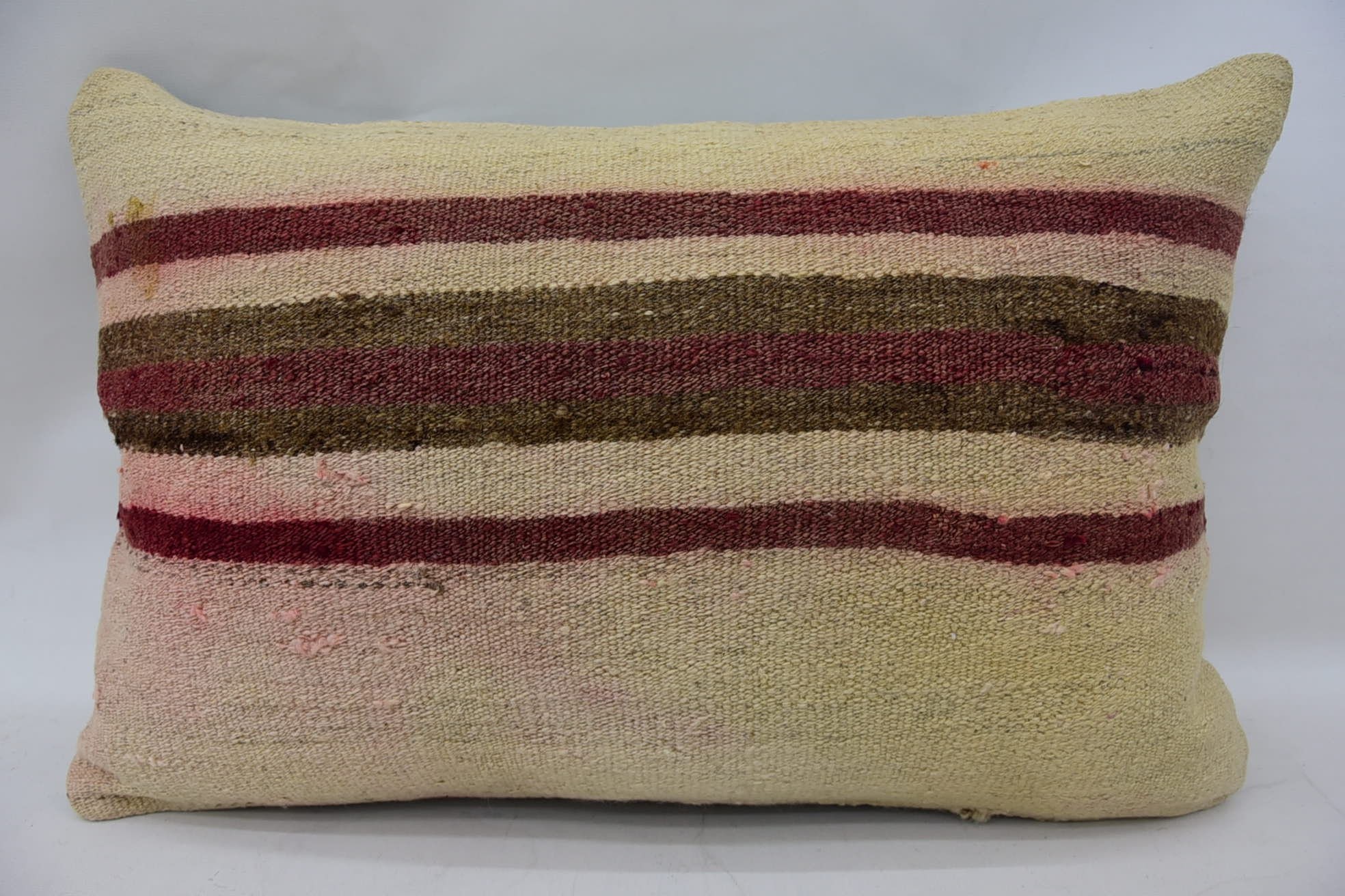 Bright Pillow Case, Turkish Kilim Pillow, Home Decor Pillow, Vintage Kilim Throw Pillow, 16"x24" Beige Pillow Cover