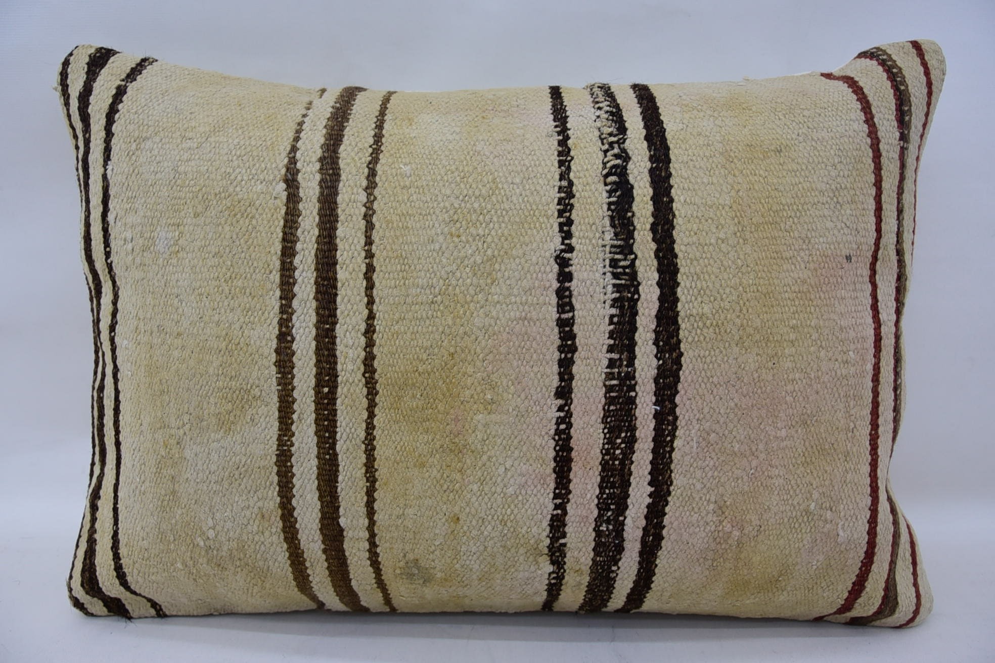 Vintage Kilim Pillow, Decorative Bolster Cushion Case, Vintage Pillow, 16"x24" Beige Cushion Cover, Home Decor Pillow, Ethnic Cushion Case