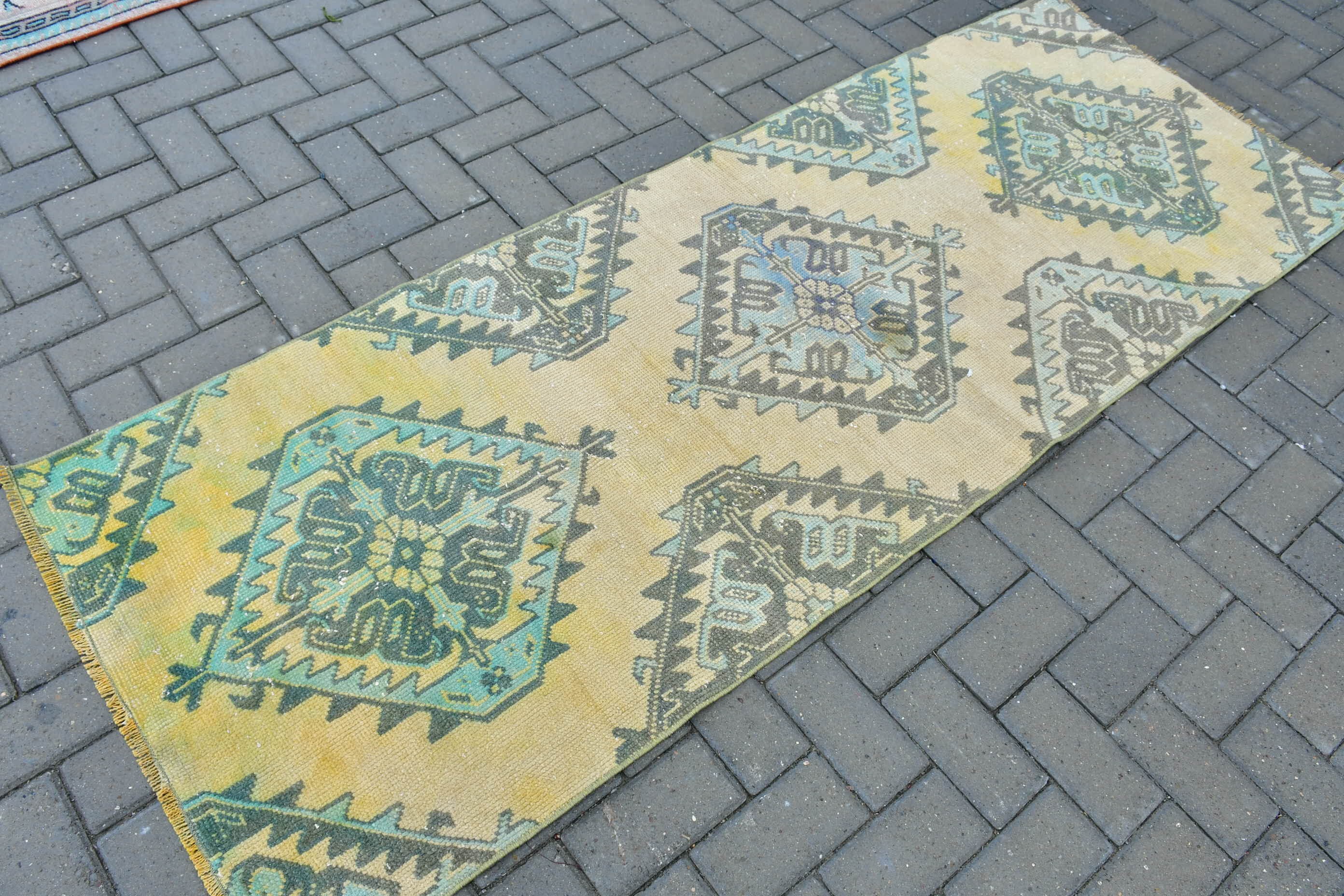 Turkish Rug, Rugs for Kitchen, Stair Rug, 2.6x7.2 ft Runner Rug, Corridor Rugs, Vintage Rug, Yellow Bedroom Rug, Wool Rugs, Home Decor Rug