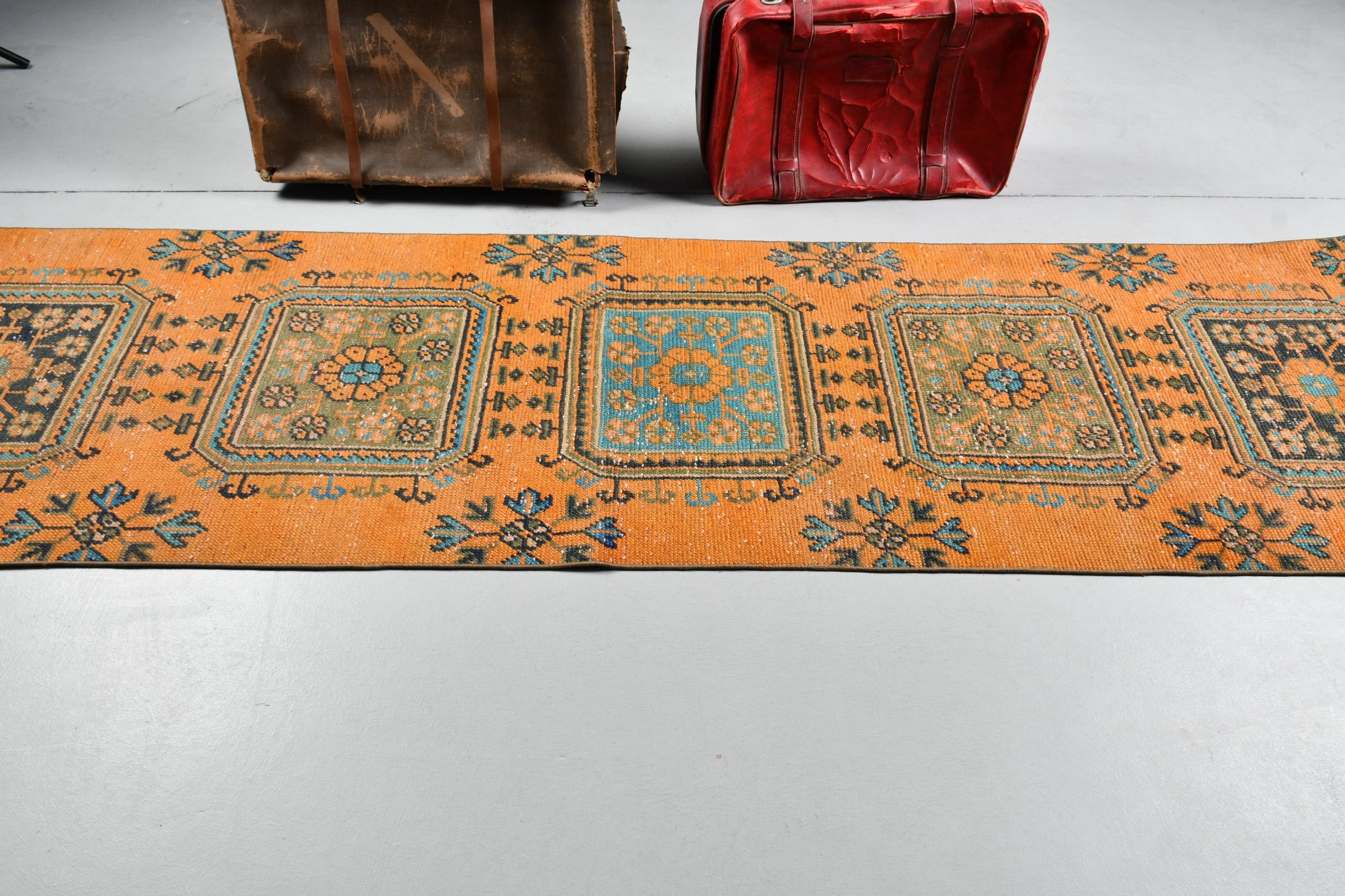 Turkish Rug, Bedroom Rug, Ethnic Rug, Hallway Rug, Orange Moroccan Rug, Rugs for Runner, 2.7x9.7 ft Runner Rugs, Anatolian Rug, Vintage Rug