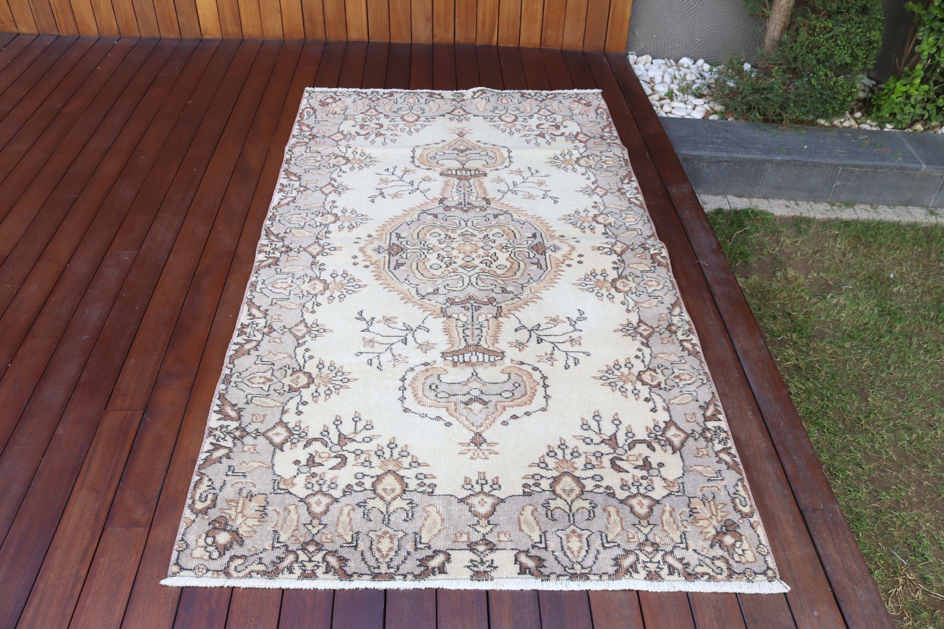 Kabile Halısı, Mutfak Halısı, Vintage Halılar, Beyaz Oryantal Halılar, 3,8x6,8 ft Alan Halıları, Oushak Halısı, Türk Halısı, Boho Alan Halısı, Oturma Odası Halıları