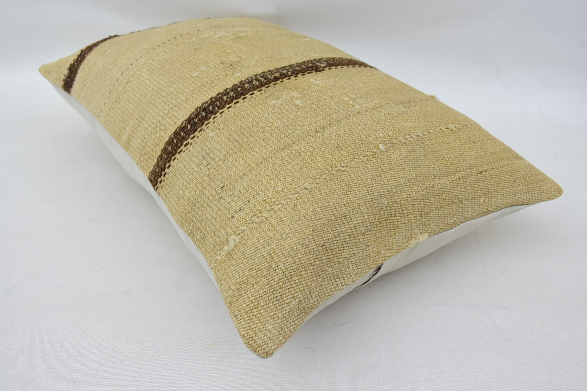 Decorative Throw Cushion Cover, Vintage Kilim Pillow, Boho Pillow, 16"x24" Beige Pillow Case, Turkish Corner Pillow Cover, Turkish Pillow