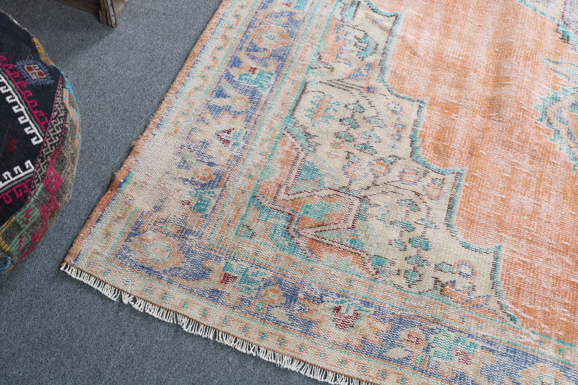 6.2x9.8 ft Large Rugs, Orange Geometric Rug, Dining Room Rug, Boho Rug, Floor Rugs, Vintage Rug, Statement Rug, Turkish Rug, Large Boho Rug