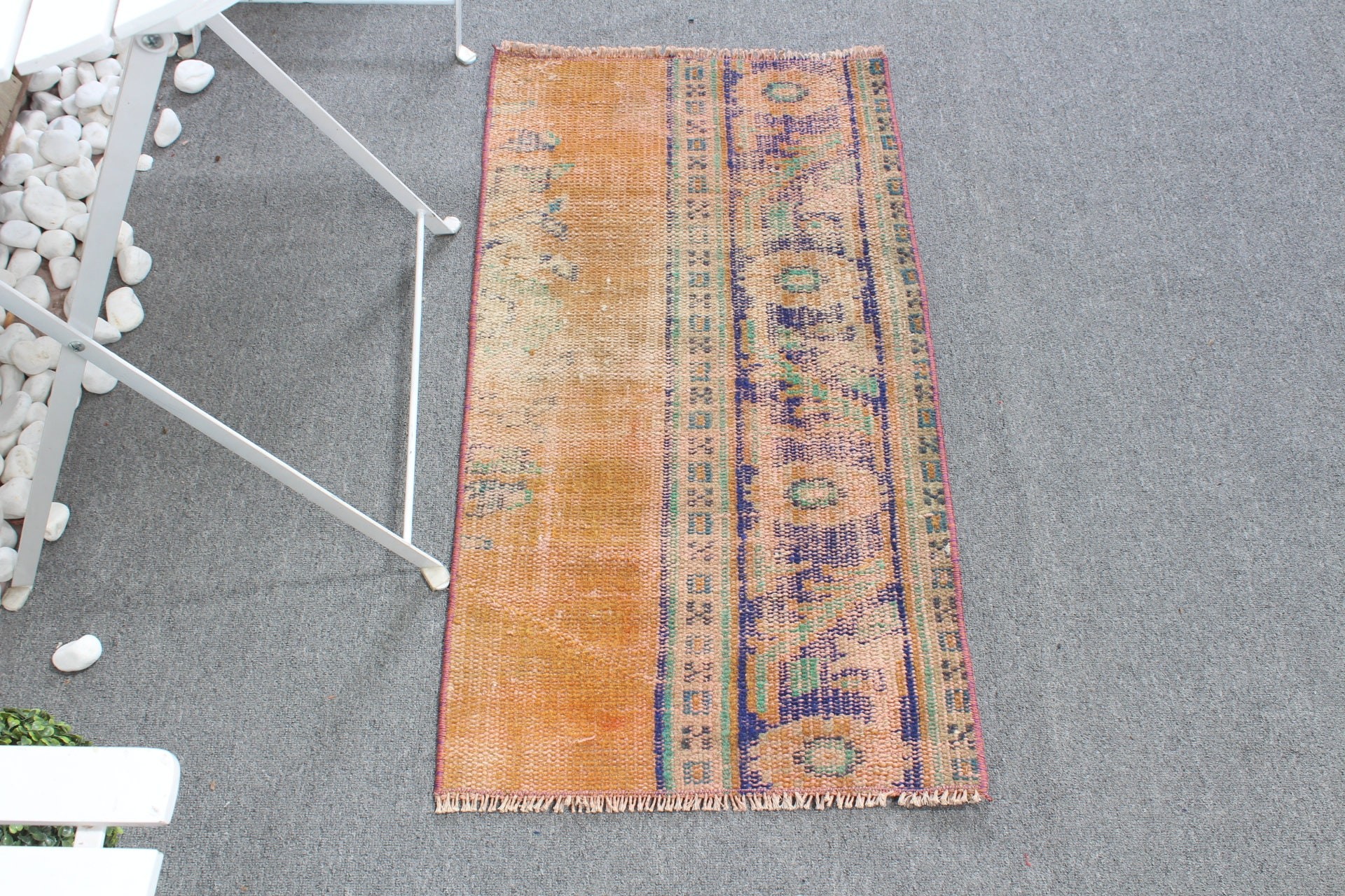 Cool Rug, Vintage Rugs, Bathroom Rugs, Turkish Rug, 1.6x3.1 ft Small Rug, Rugs for Bedroom, Bath Rug, Orange Oushak Rugs