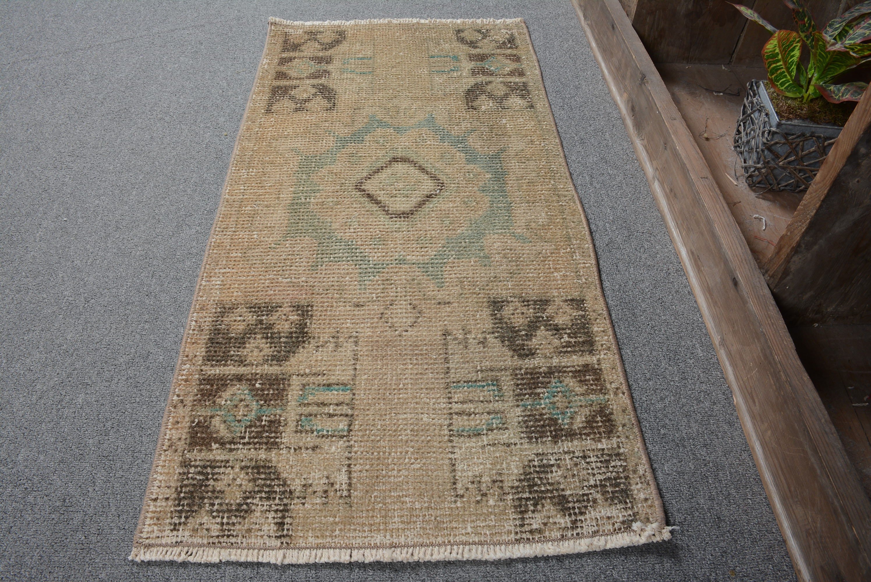 Vintage Rugs, Antique Rug, Rugs for Bath, Brown Wool Rug, 1.5x3 ft Small Rugs, Entry Rugs, Moroccan Rug, Turkish Rug, Wall Hanging Rug