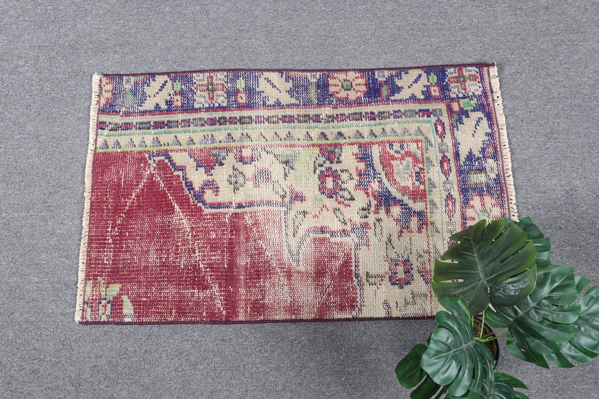 Purple Oriental Rug, Turkish Rug, Antique Rugs, Kitchen Rugs, 1.6x2.6 ft Small Rugs, Wall Hanging Rug, Vintage Rug, Home Decor Rugs