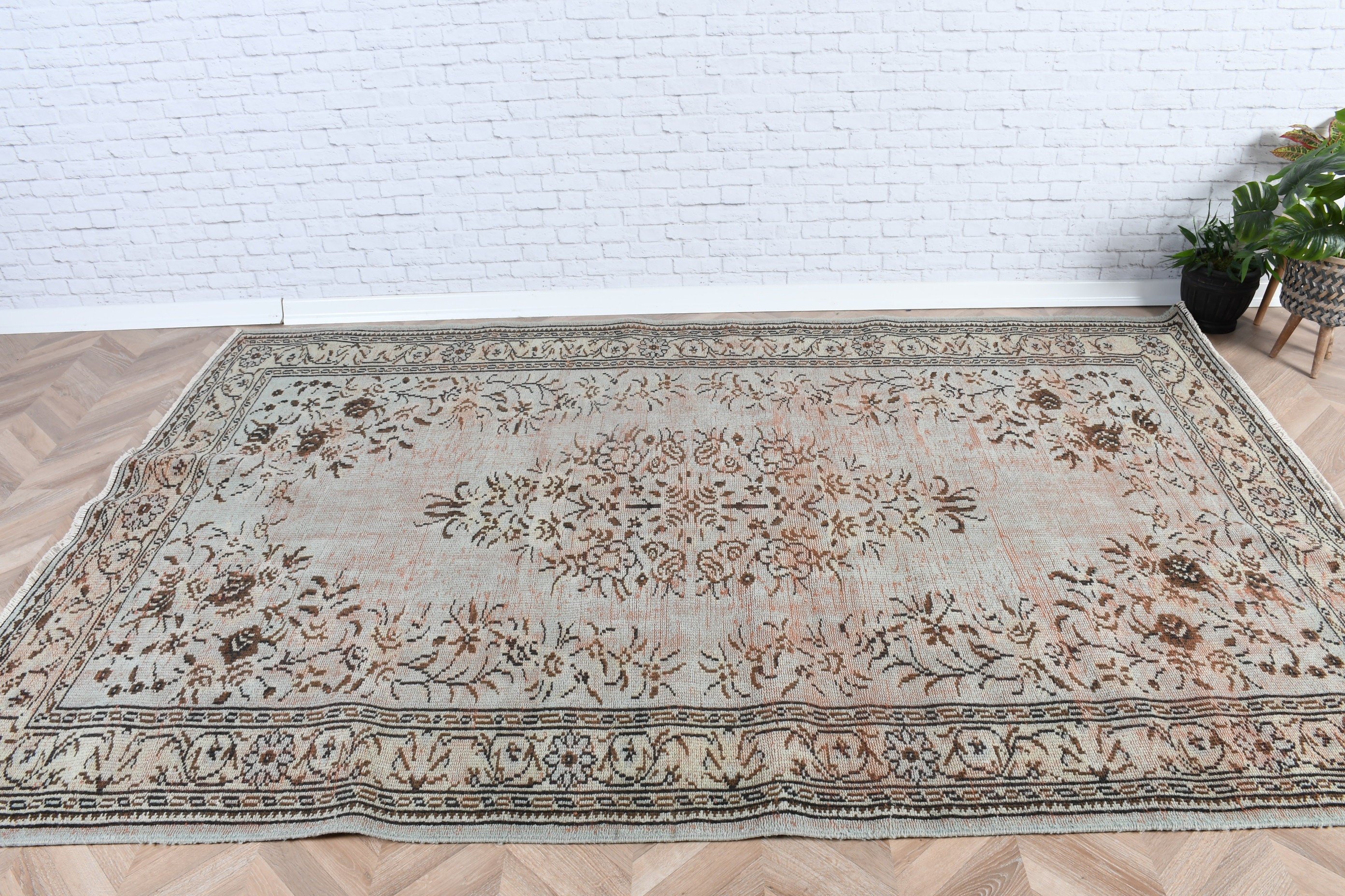 Oriental Rugs, Bronze Floor Rugs, Bedroom Rug, Artistic Rug, Vintage Rug, 6x9.1 ft Large Rug, Turkish Rugs, Salon Rugs, Dining Room Rug