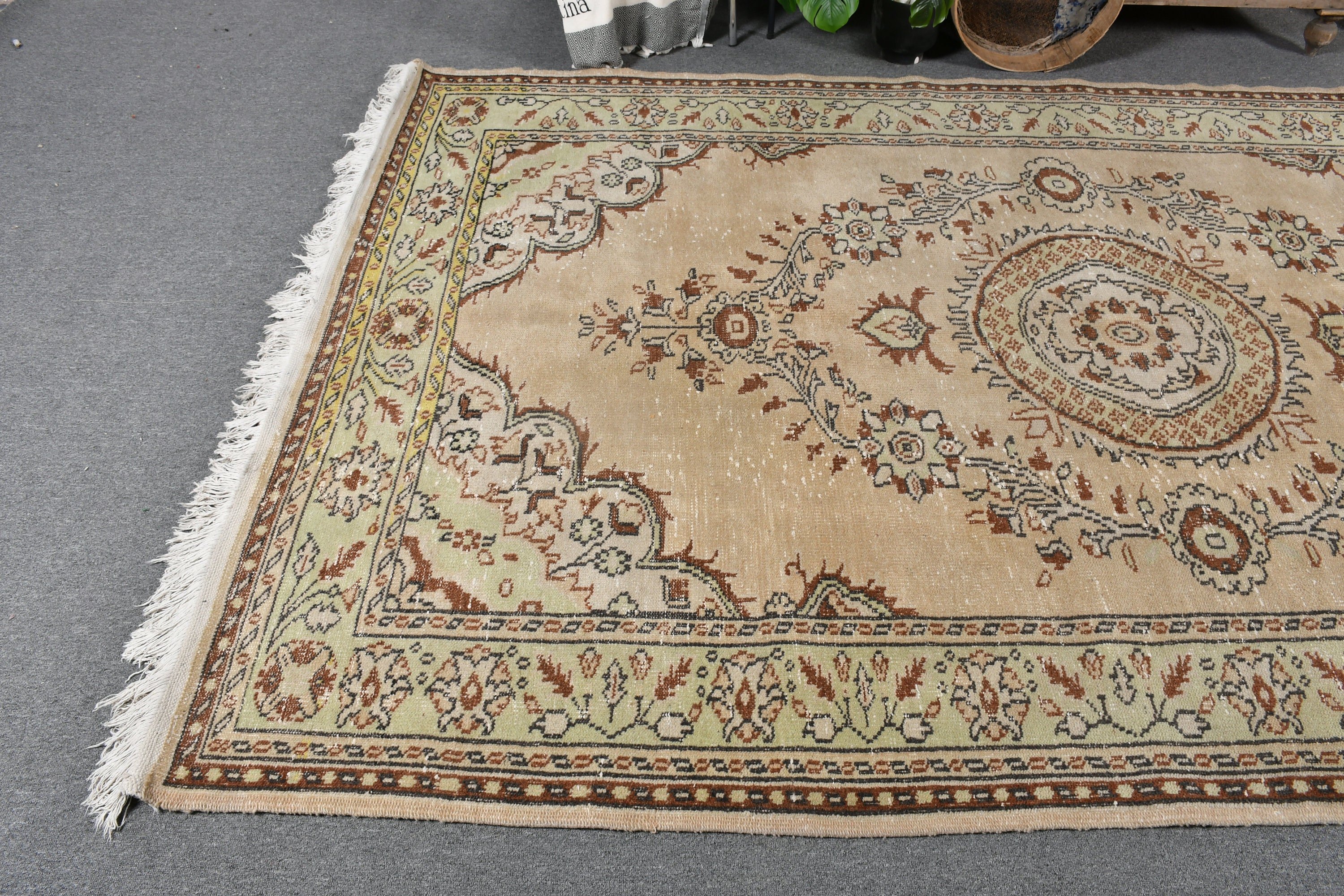 6.1x9.8 ft Large Rugs, Vintage Rugs, Abstract Rug, Kitchen Rug, Living Room Rugs, Beige Cool Rugs, Bedroom Rugs, Oriental Rug, Turkish Rugs