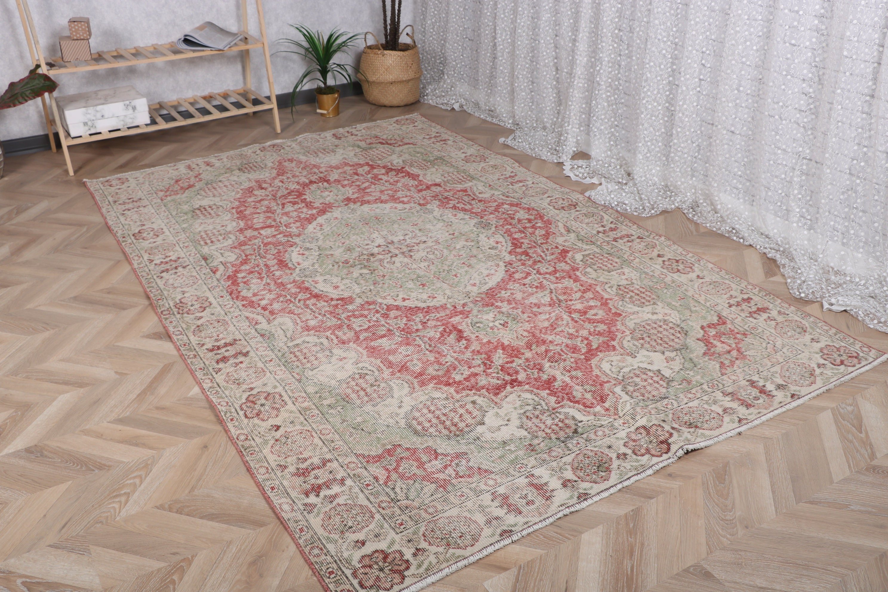 Mutfak Halıları, Vintage Halılar, Büyük Oushak Halıları, Aztek Halıları, Salon Halıları, Yer Halıları, 5,7x8,9 ft Büyük Halılar, Yeşil Oryantal Halılar, Türk Halısı