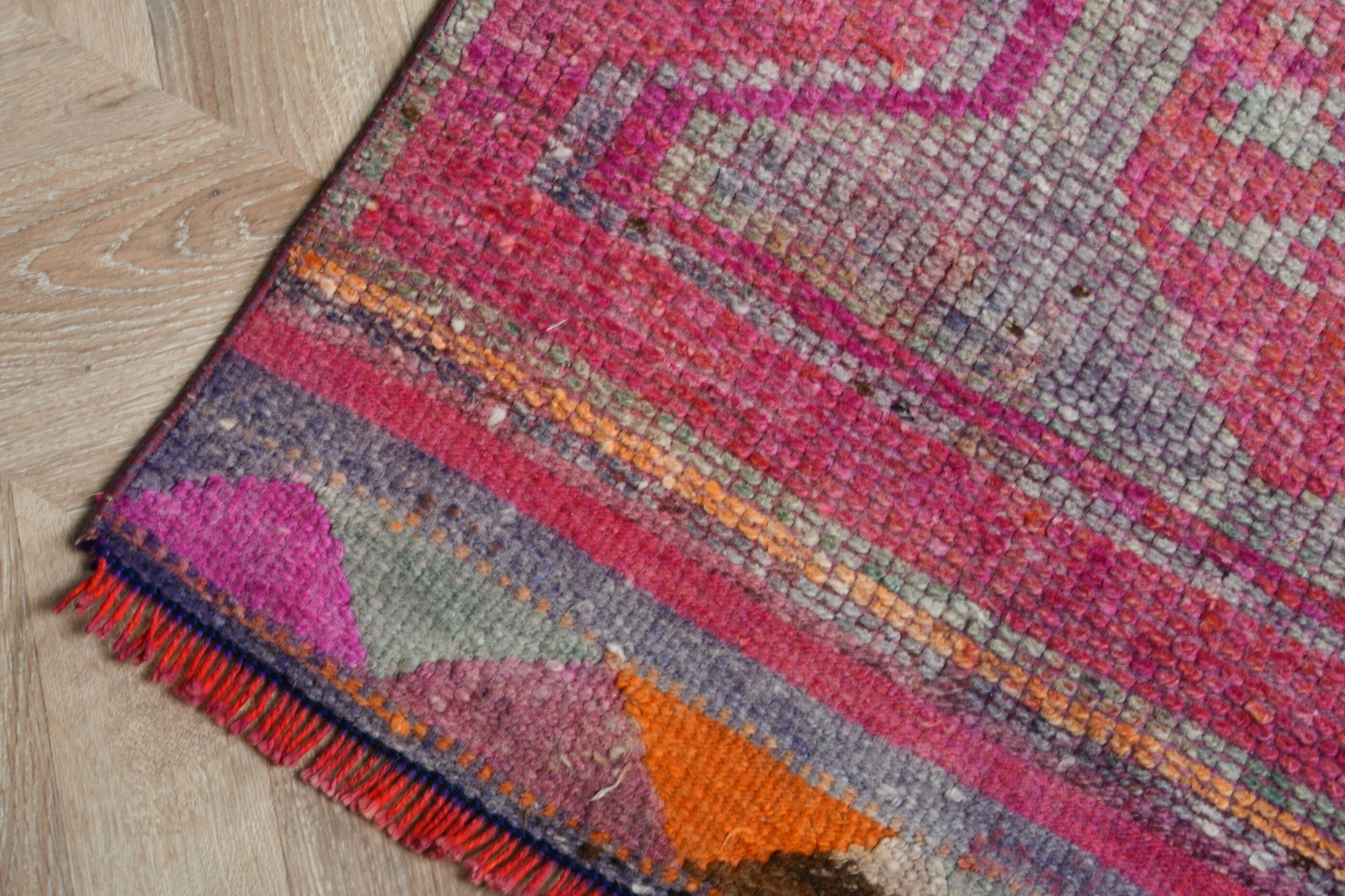 Vintage Rug, Bohemian Rugs, Turkish Rugs, Hallway Rug, Pink Floor Rug, 2.9x11.7 ft Runner Rugs, Rugs for Hallway, Wool Rug, Antique Rug