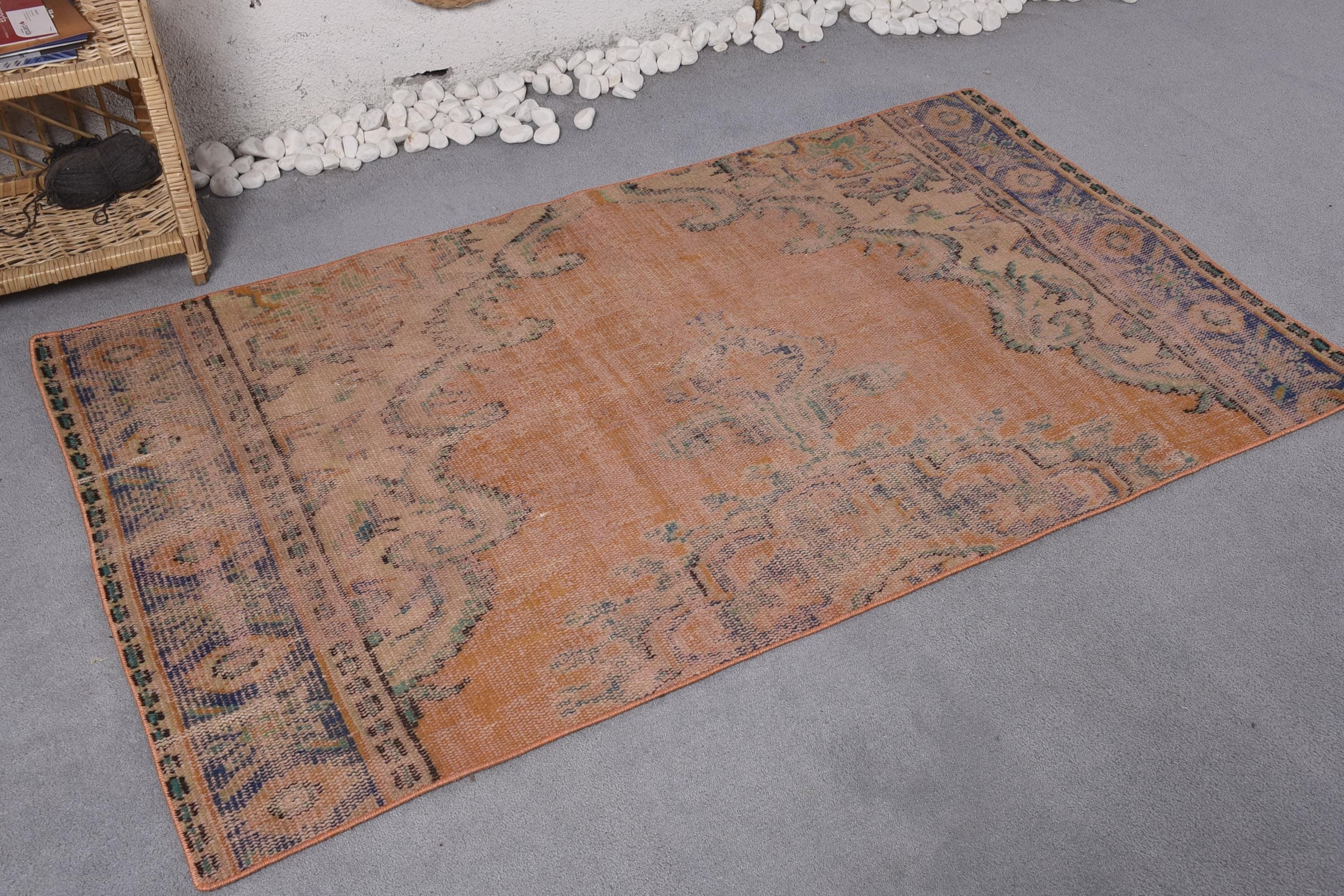 Turkish Rug, Kitchen Rugs, Entry Rug, Vintage Rugs, Luxury Rug, Orange Moroccan Rug, Boho Rugs, 3.3x5.7 ft Accent Rug, Vintage Accent Rugs