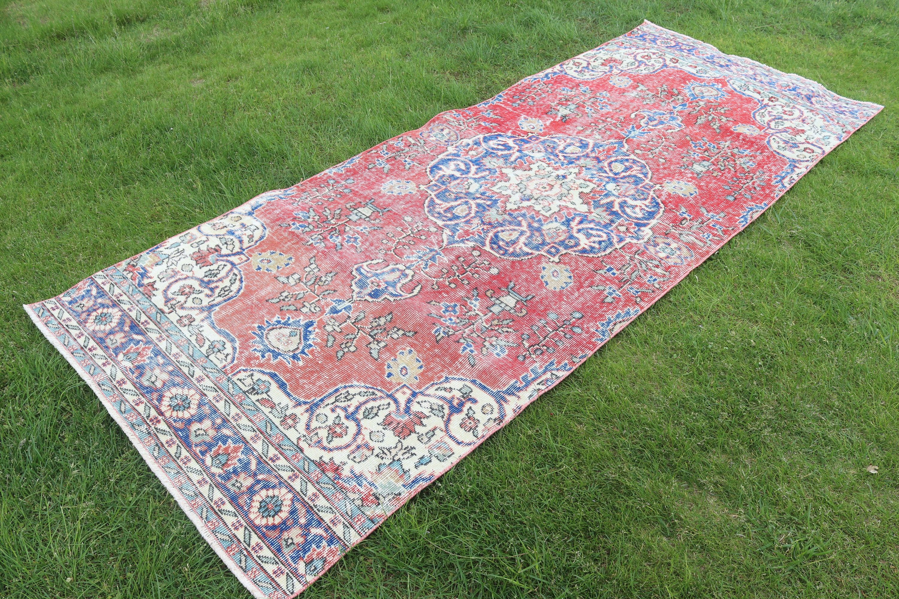 Beni Ourain Koşucu Halısı, Kırmızı Oushak Halısı, Antika Halı, Türk Halıları, Boho Halıları, Vintage Halı, Vintage Runner Halısı, 3.5x8.9 ft Runner Halısı