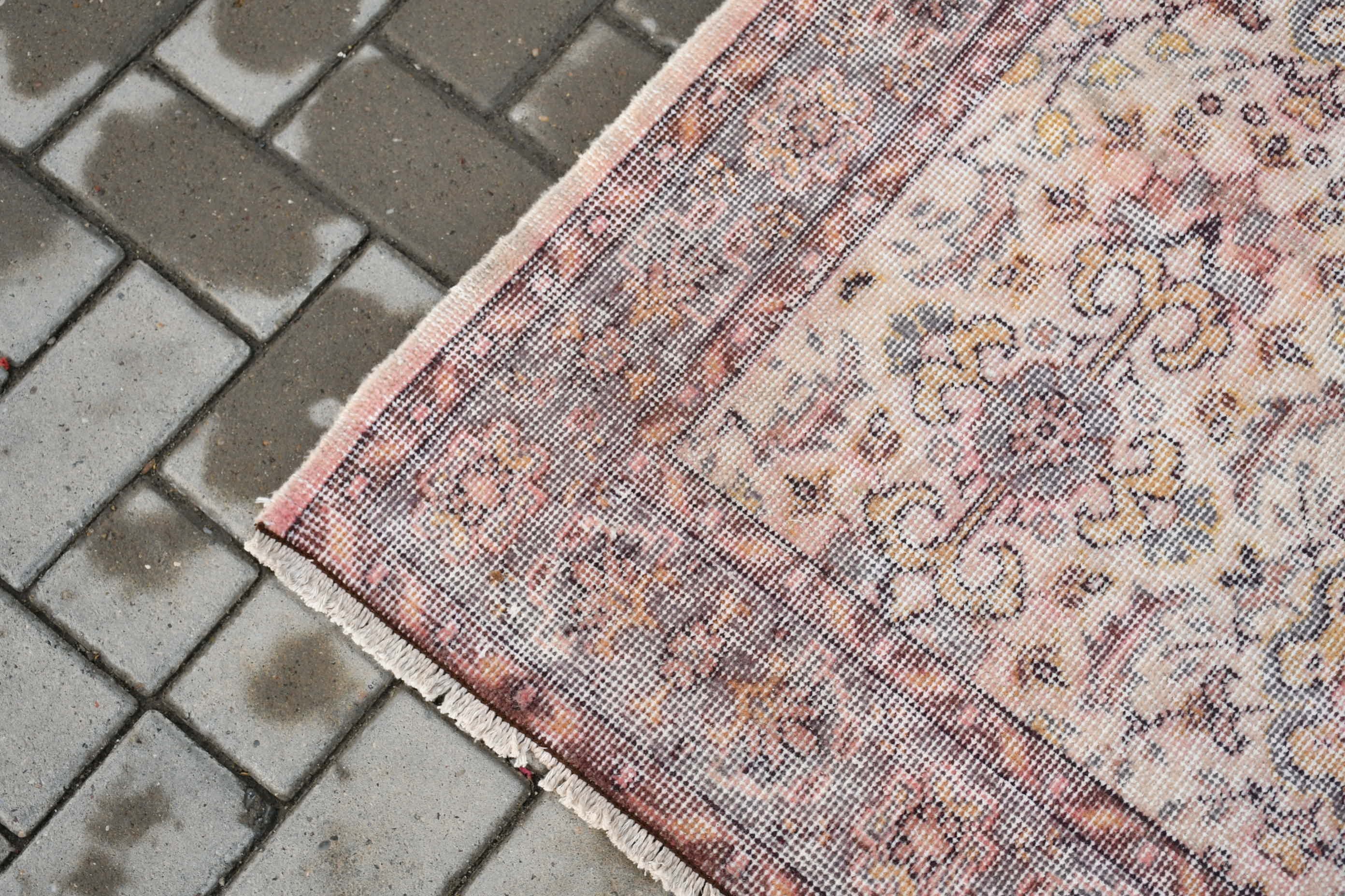 Bedroom Rug, Turkish Rugs, 3.8x6.7 ft Area Rug, Vintage Rug, Moroccan Rug, Pink Floor Rug, Aztec Rug, Rugs for Area, Living Room Rug