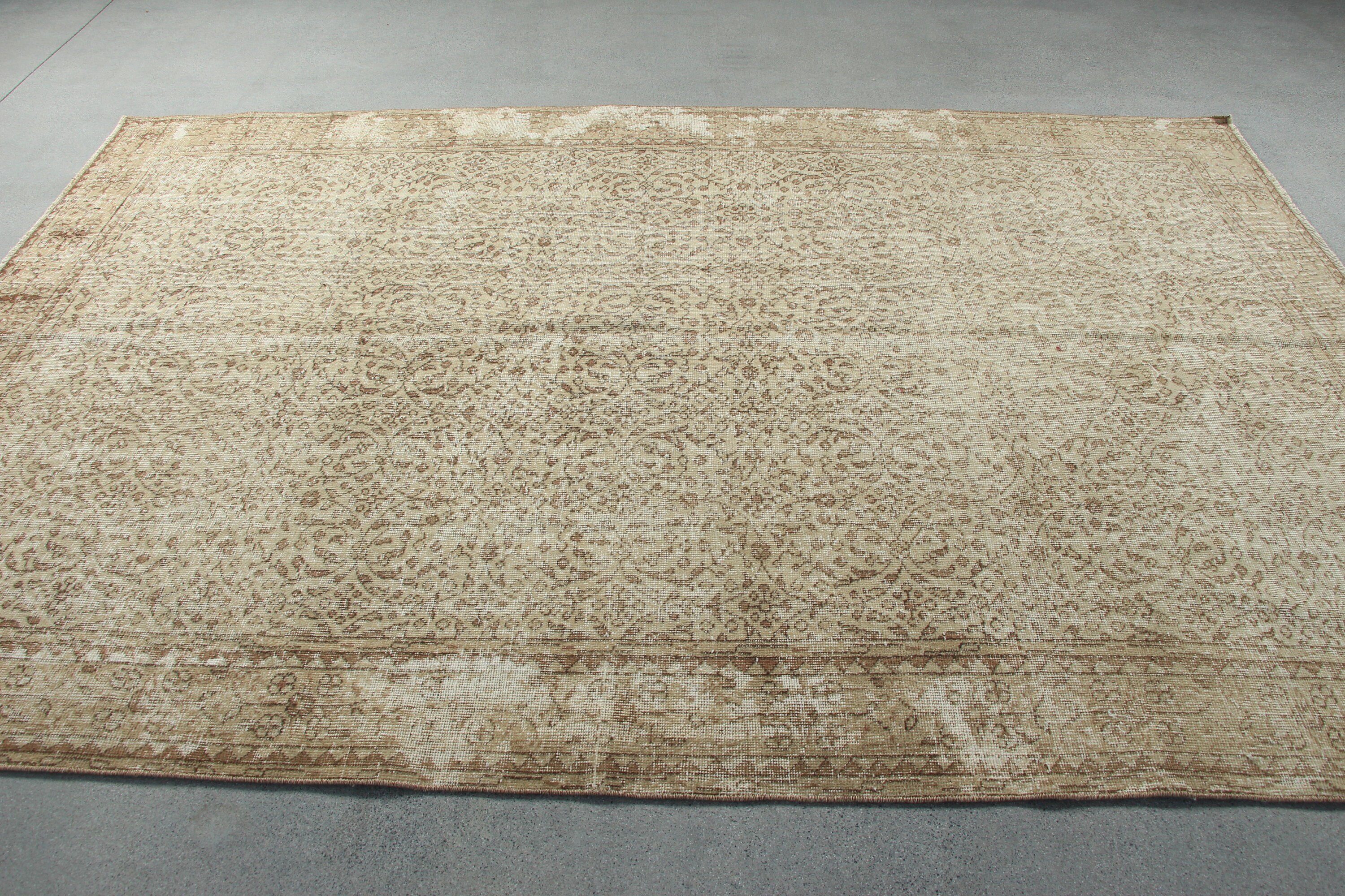 Floor Rug, Beige Moroccan Rug, Turkish Rugs, Dining Room Rug, Oushak Rugs, Pale Rugs, Living Room Rug, Vintage Rugs, 6.3x9.6 ft Large Rug