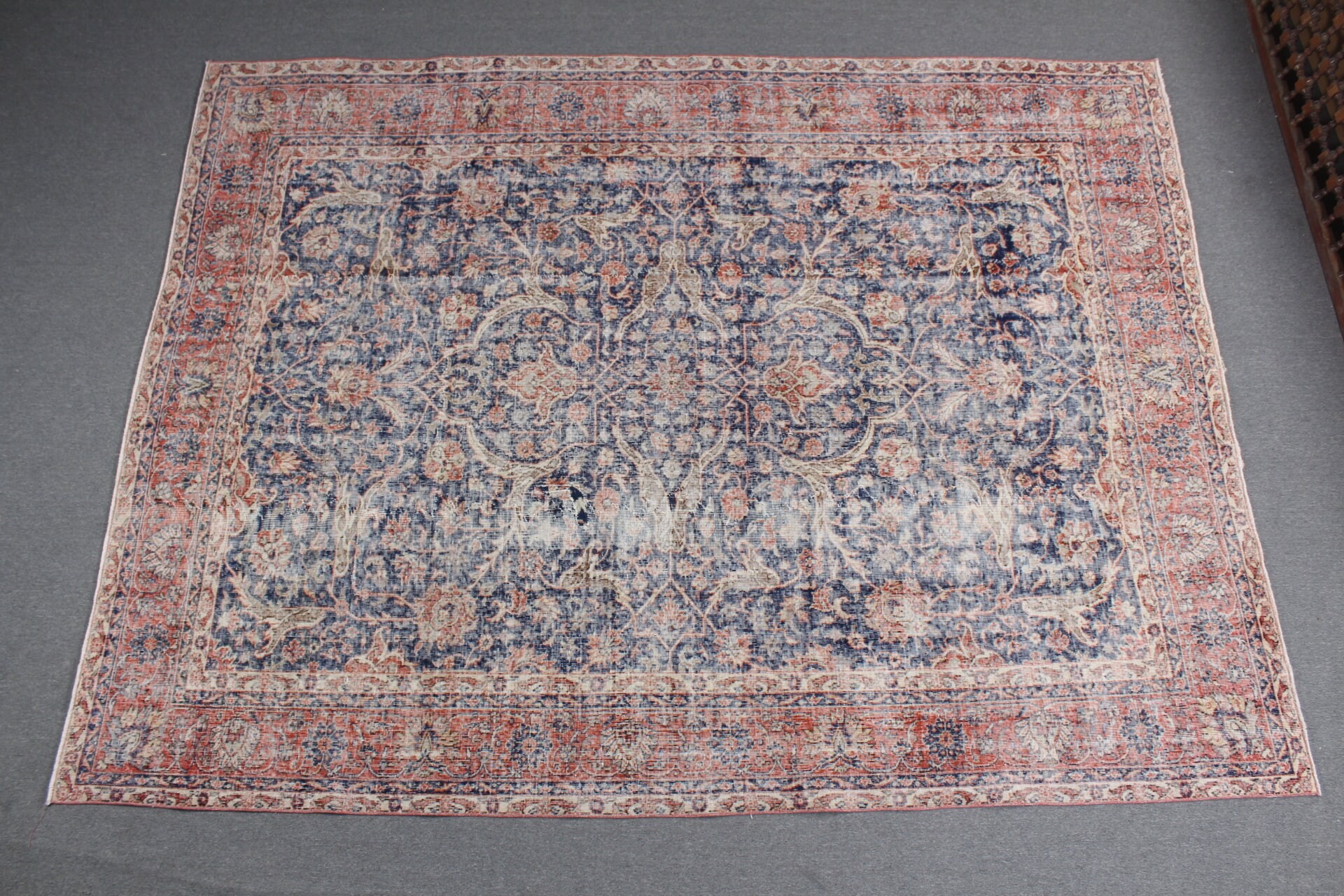 Eklektik Halı, Türk Halısı, Mavi Fas Halısı, Antika Halı, Vintage Halılar, 8.2x11.1 ft Büyük Boy Halı, Yemek Odası Halısı, Yer Halıları, Salon Halısı