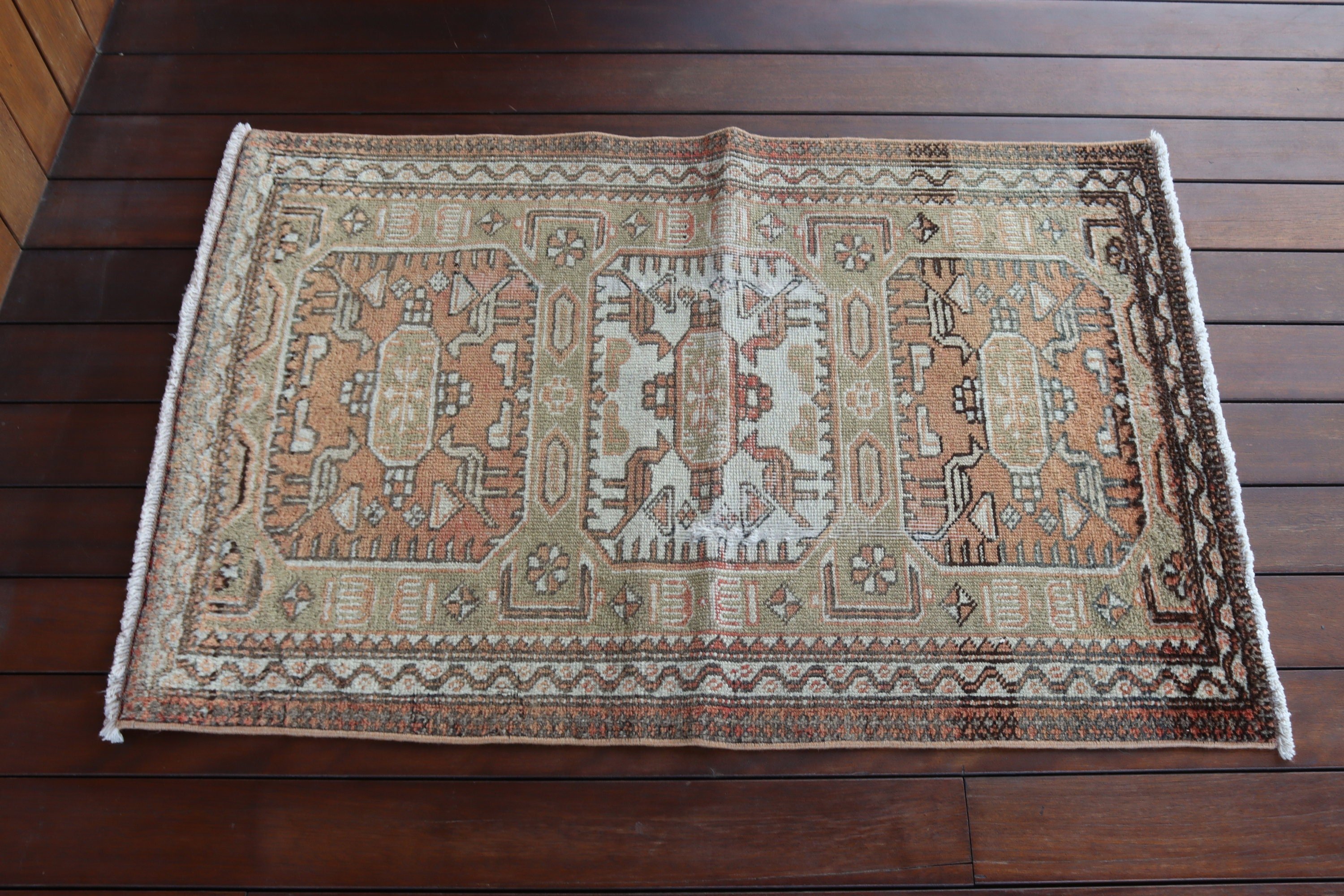 2.2x3.3 ft Küçük Halı, Duvara Asılı Halı, Kahverengi Antika Halı, Türk Halısı, Ofis Halıları, Vintage Halı, Mutfak Halıları, Banyo Halıları, Yün Halı