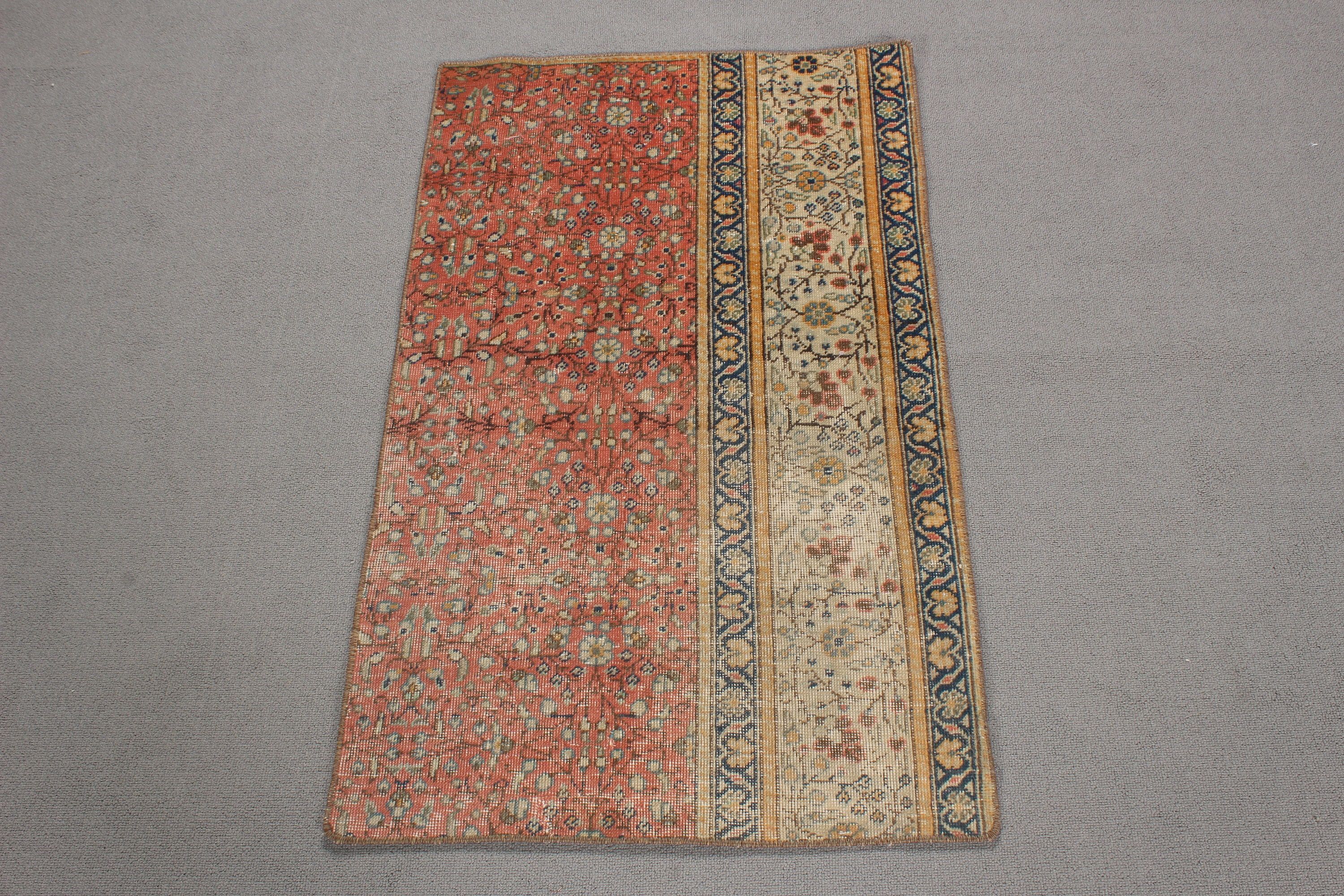 Oriental Rugs, Door Mat Rugs, Rugs for Entry, Red Floor Rug, Nursery Rugs, Turkish Rugs, 2x3.3 ft Small Rug, Vintage Rug