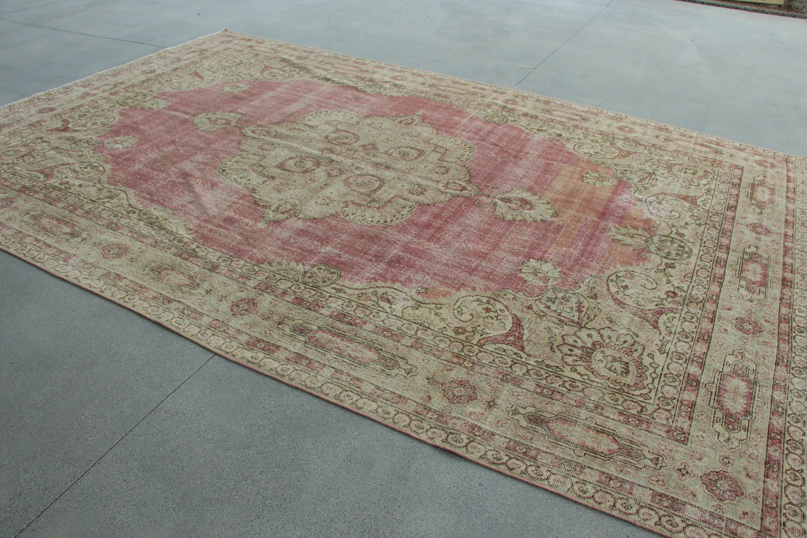 Vintage Rug, Living Room Rug, Turkish Rug, Beige Moroccan Rugs, Wool Rug, 8.1x12.1 ft Oversize Rug, Bedroom Rugs, Old Rug, Dining Room Rug