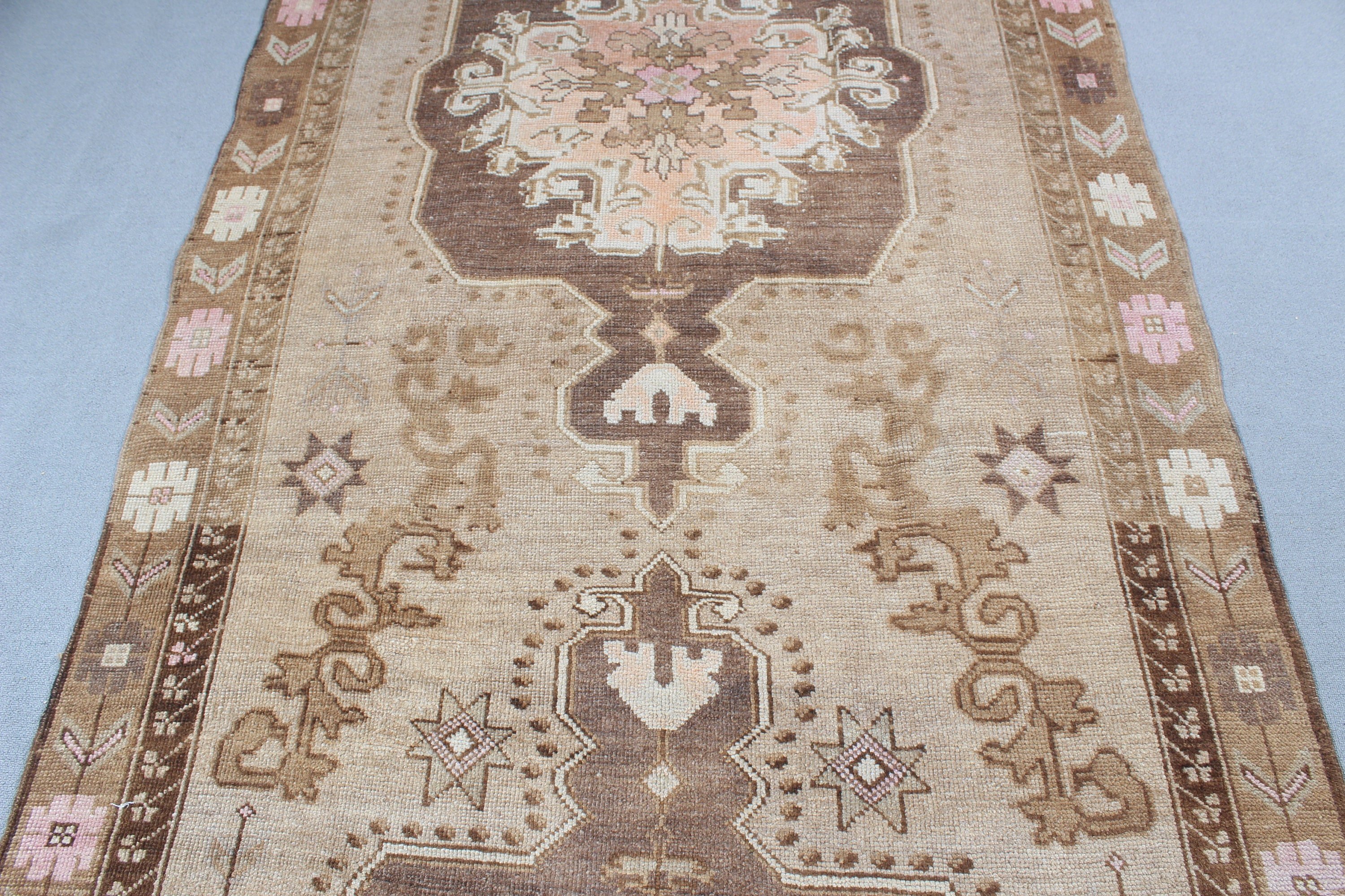 Büyük Boho Halıları, Türk Halıları, Kahverengi Oushak Halıları, Yemek Odası Halısı, 4,8x11,4 ft Büyük Halılar, Modern Halılar, Fas Halısı, Vintage Halı