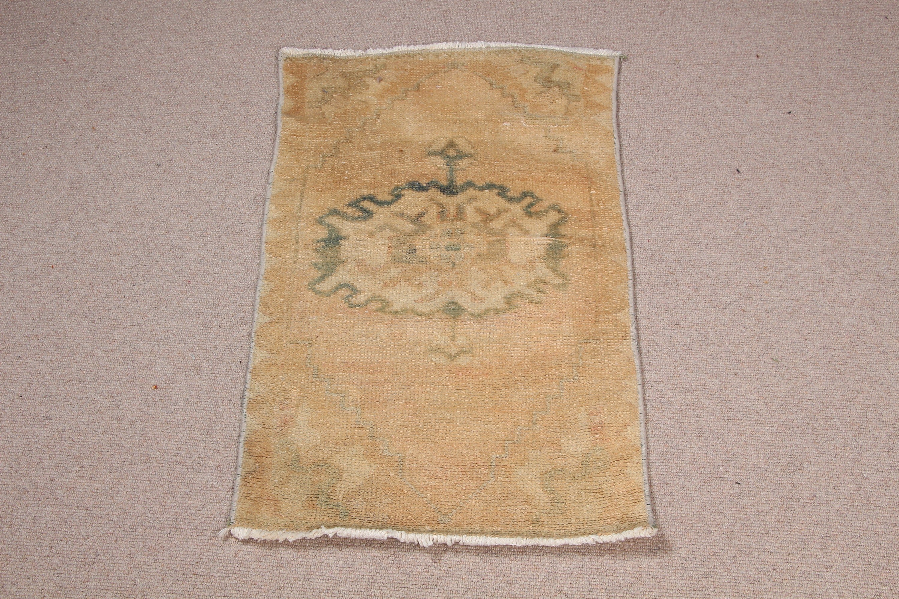 Türk Halısı, Banyo Halıları, 1.7x2.9 ft Küçük Halı, Yatak Odası Halıları, Vintage Halılar, Bej Oushak Halıları, Havalı Halılar, Banyo Halısı