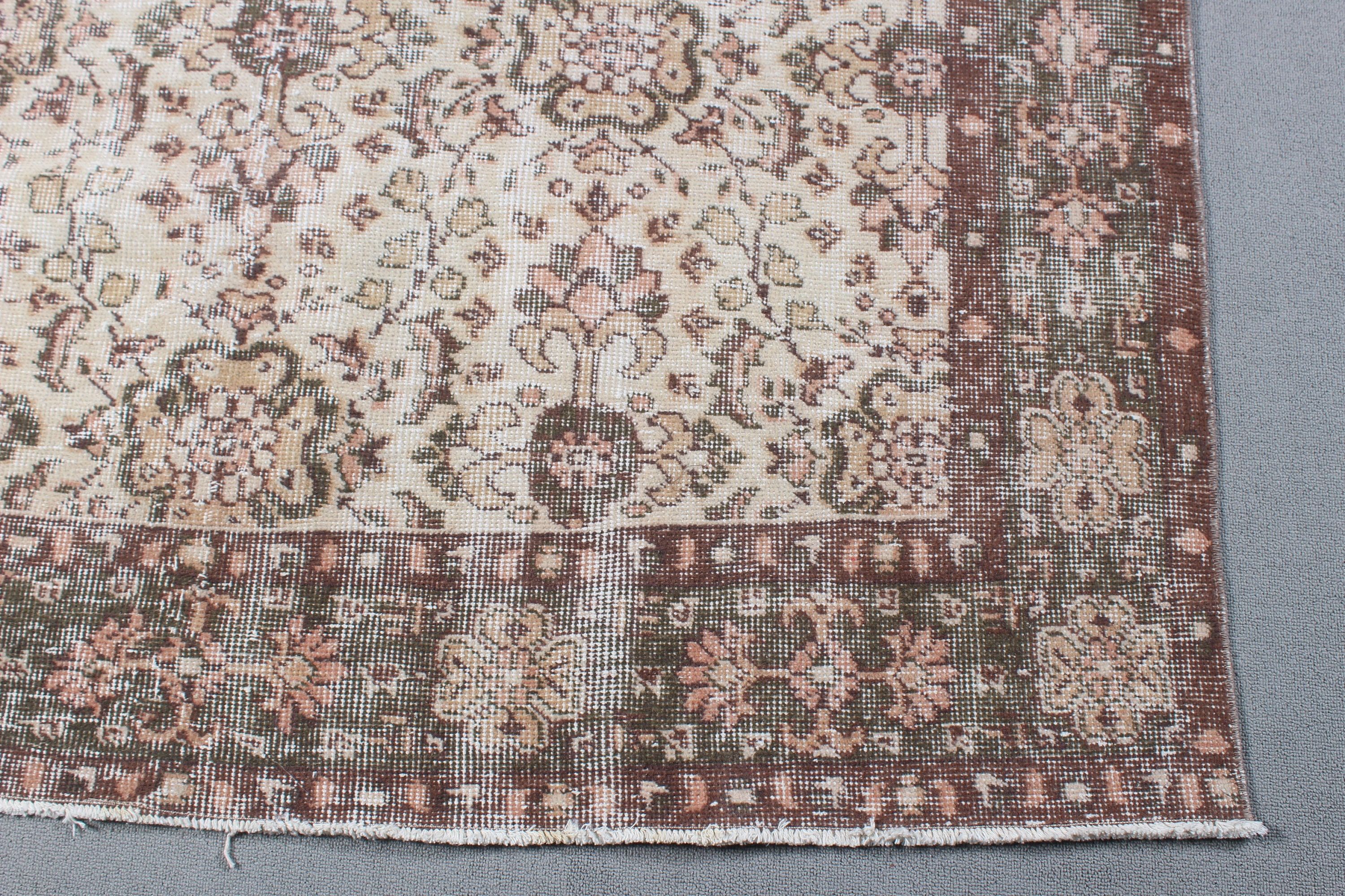 Vintage Halı, Bej Düz Dokuma Halı, 5.1x9.1 ft Büyük Halı, Dış Mekan Halıları, Türk Halısı, Oushak Halıları, Lüks Halılar, Yemek Odası Halısı, Salon Halıları