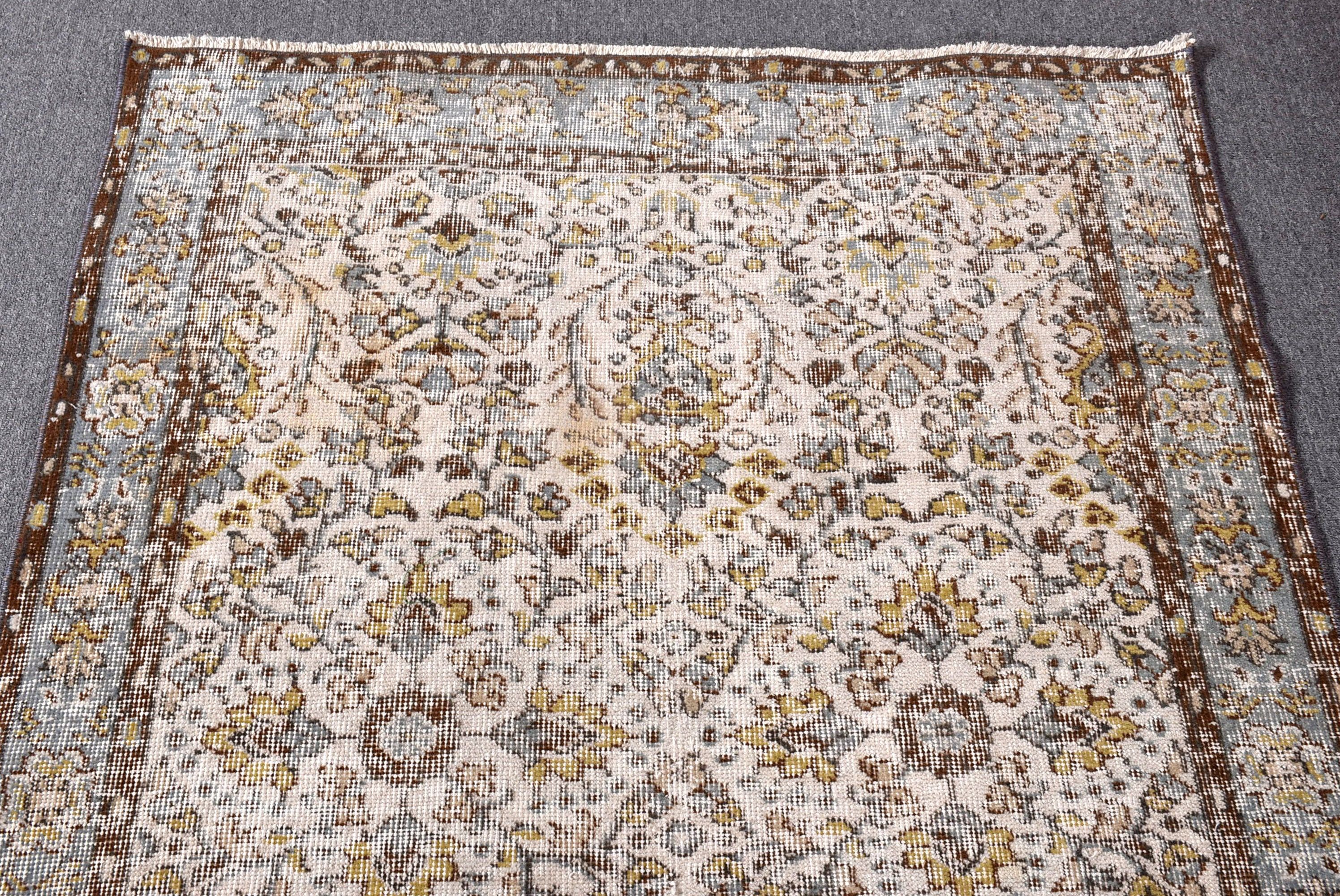 Luxury Rug, Turkish Rug, Antique Rug, Entry Rug, Decorative Rugs, Wool Rug, Vintage Rugs, 3.6x6.5 ft Accent Rugs, Beige Flatweave Rug